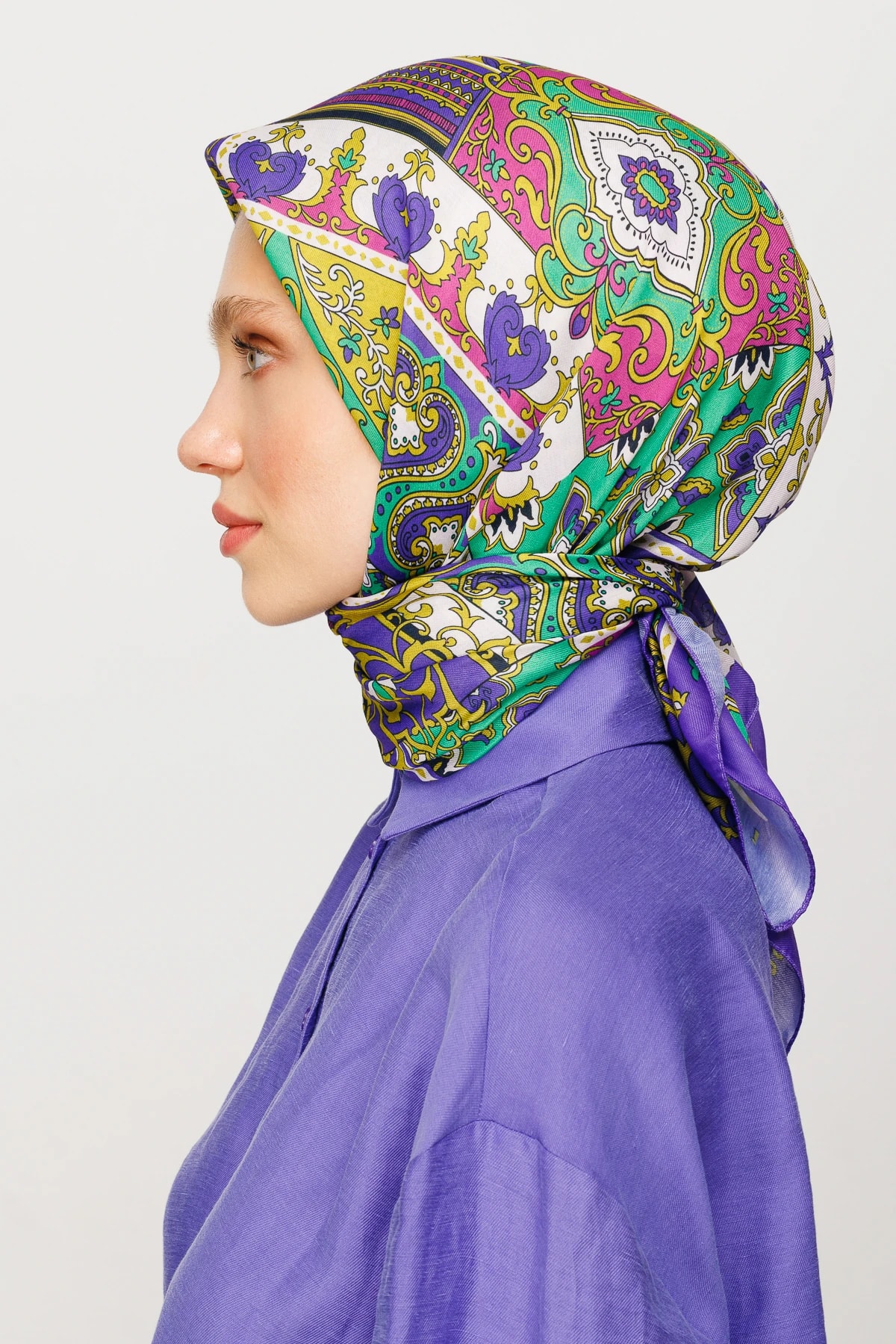 وشاح ناعم رقمي بنقشة 40 رقعة - الخزامى