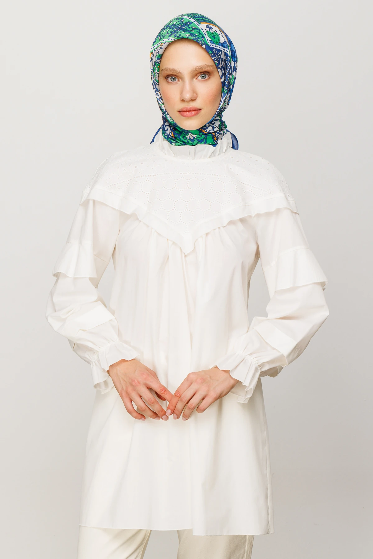 وشاح ناعم رقمي بنقشة 40 رقعة - نيلي