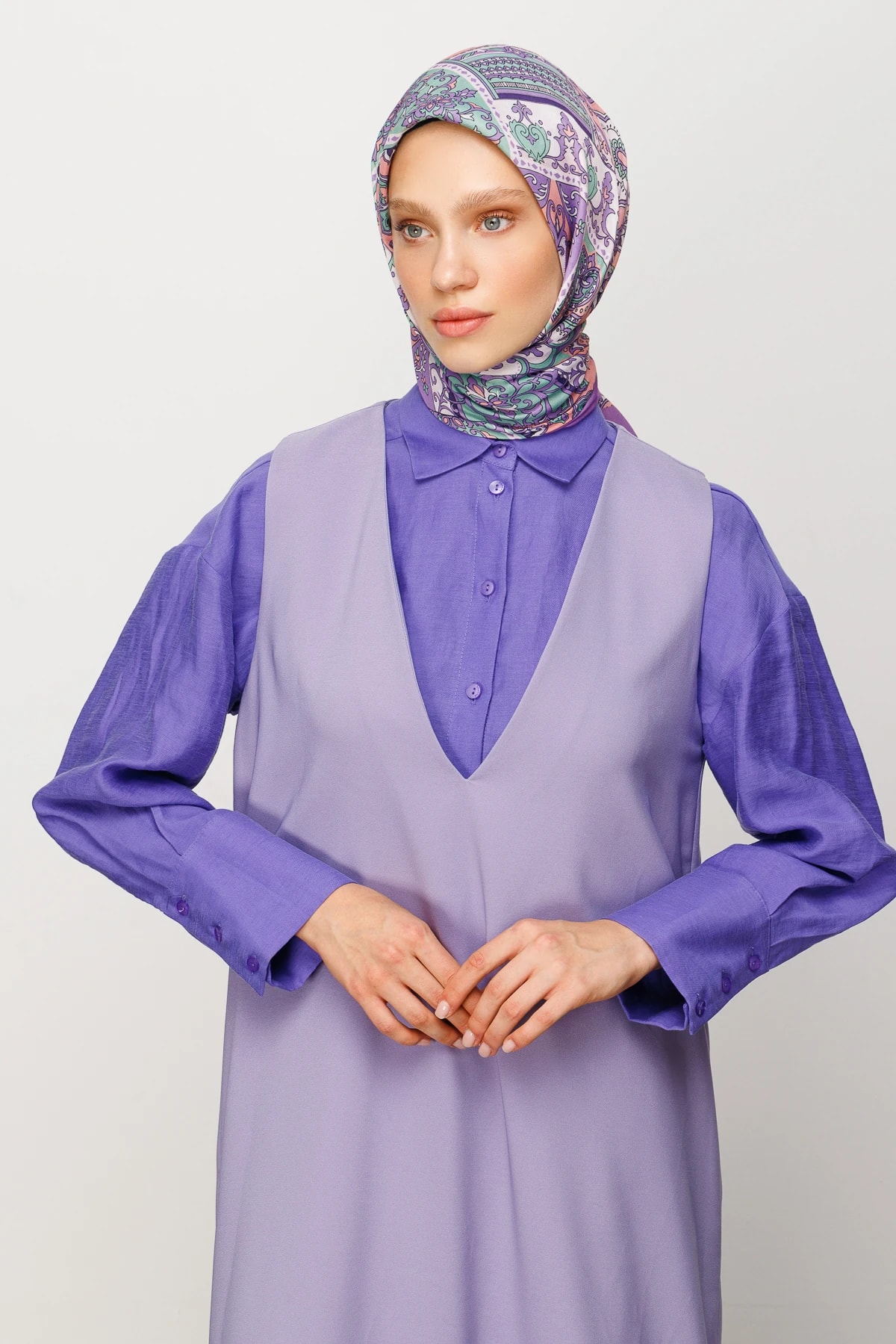 وشاح ناعم رقمي بنقشة 40 رقعة - أرجواني