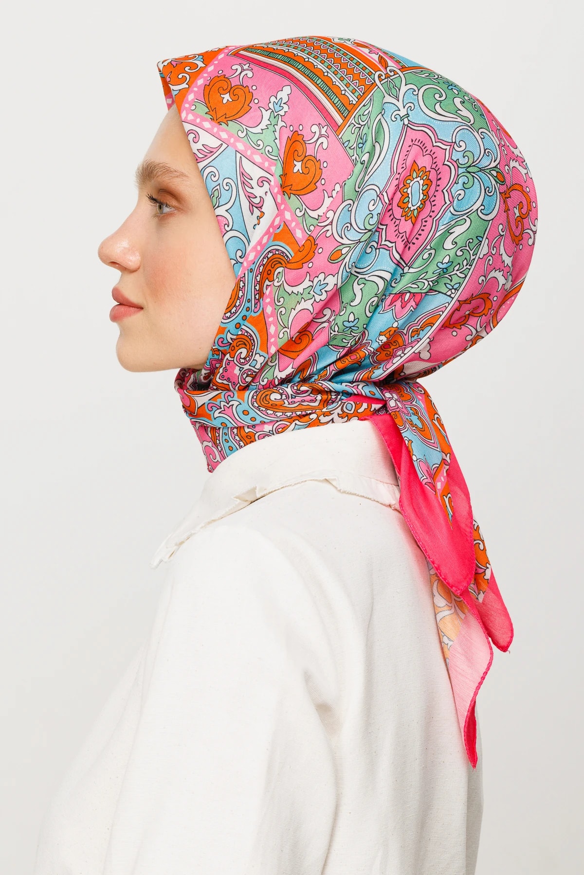 وشاح ناعم رقمي بنقشة 40 رقعة - لون القرنفل