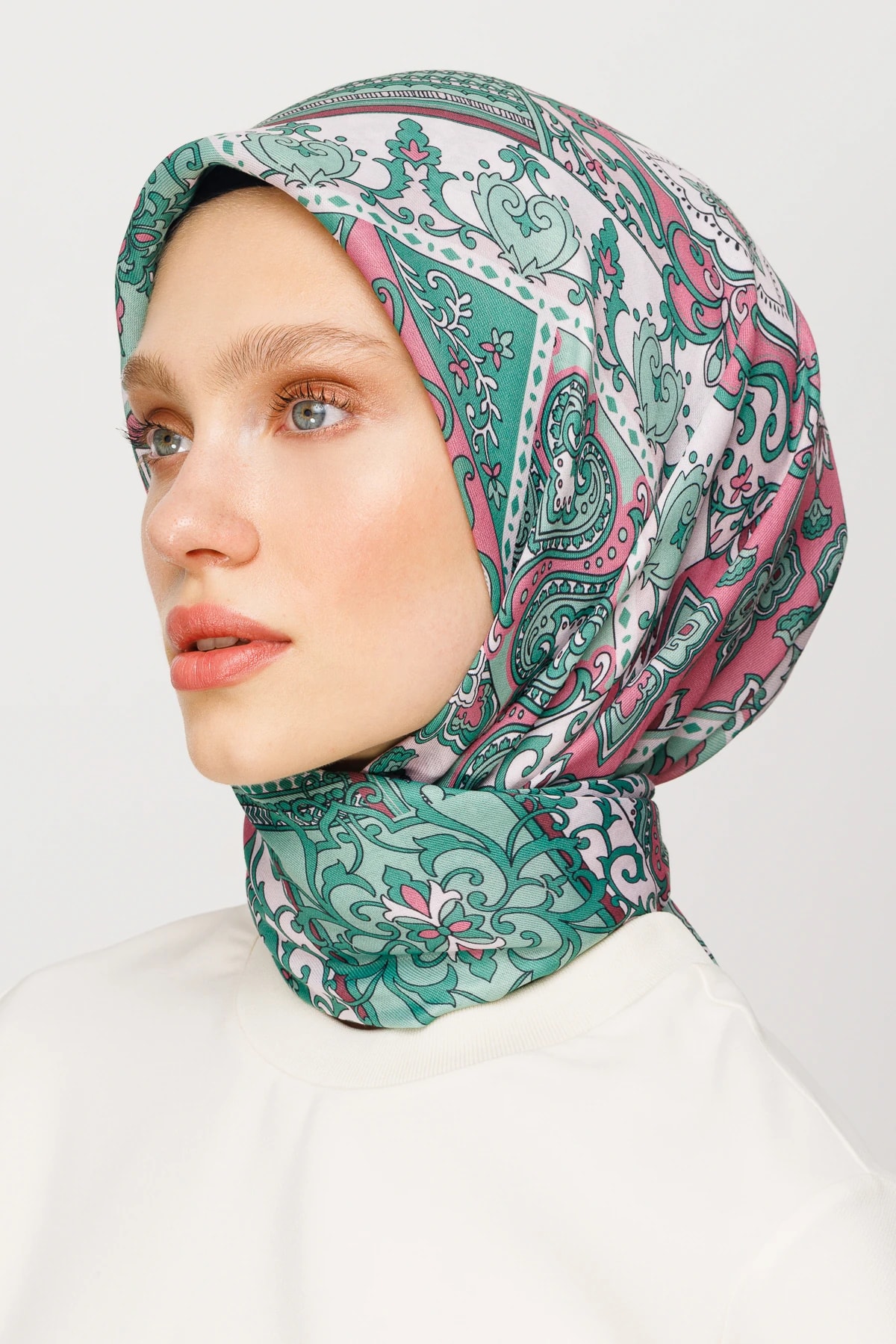 وشاح ناعم رقمي بنقشة 40 رقعة - أخضر نعناعي