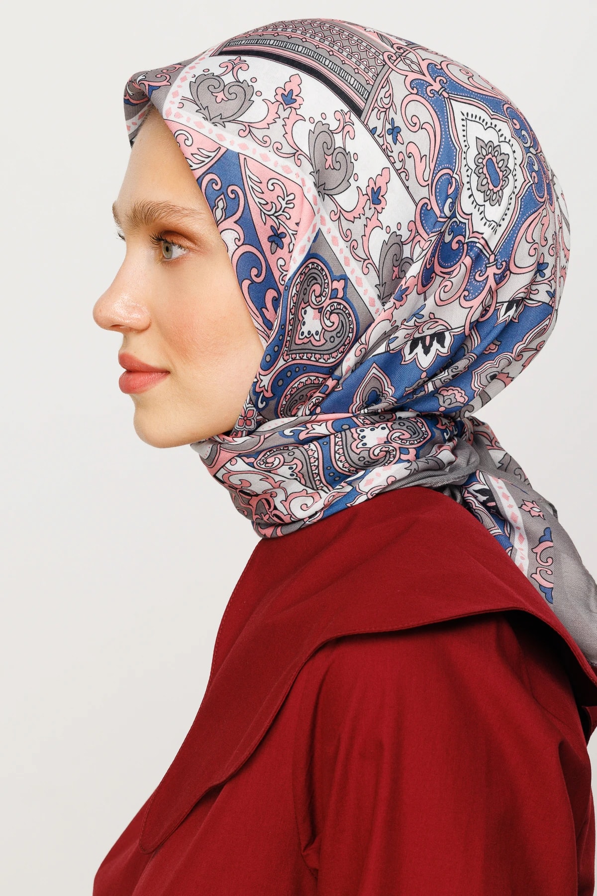 وشاح ناعم رقمي بنقشة 40 رقعة - رمادي