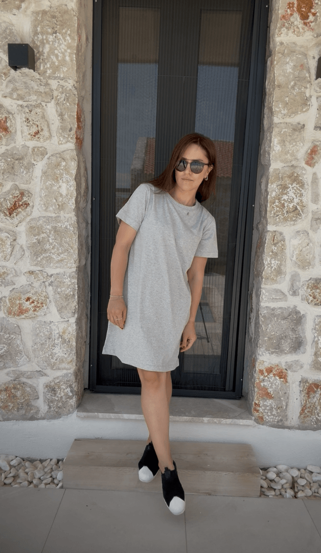 Kadın Kısa Kollu Basic Elbise / Gri