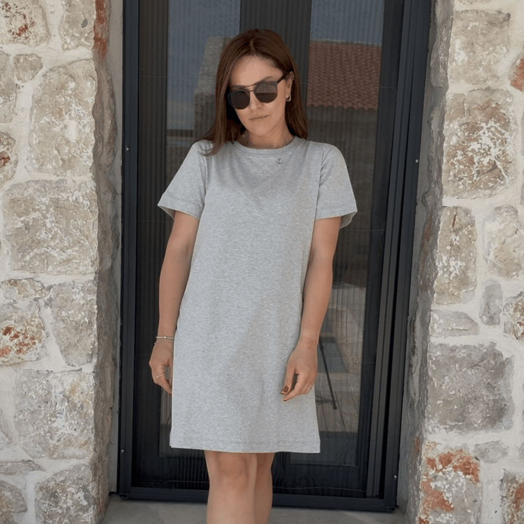 Kadın Kısa Kollu Basic Elbise / Gri