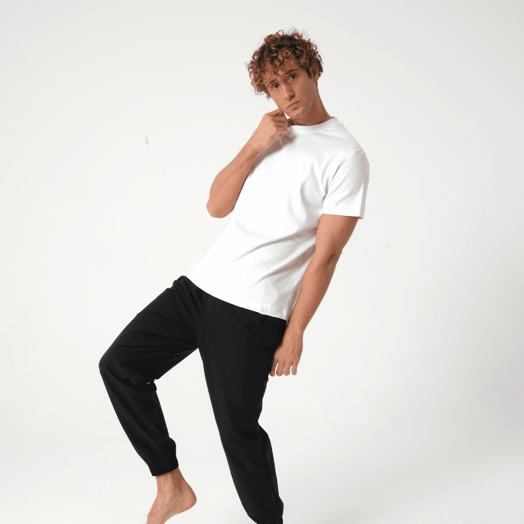 Erkek Loose Fit (Bol Kalıp) Beyaz Bisiklet Yaka T-Shirt