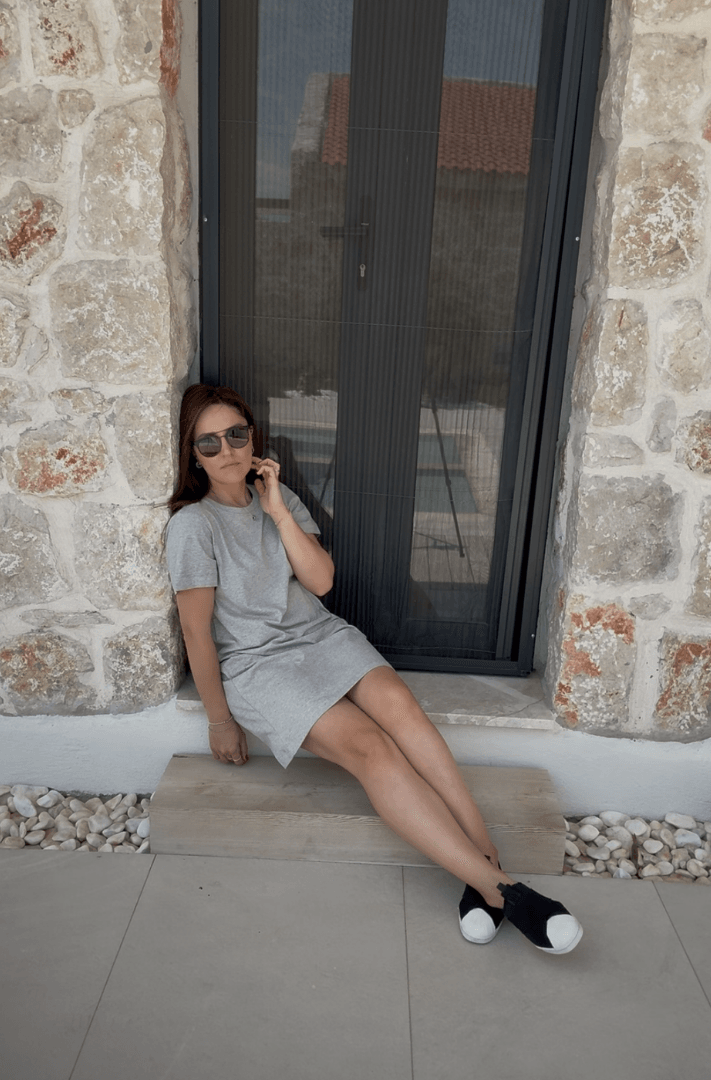 Kadın Kısa Kollu Basic Elbise / Gri