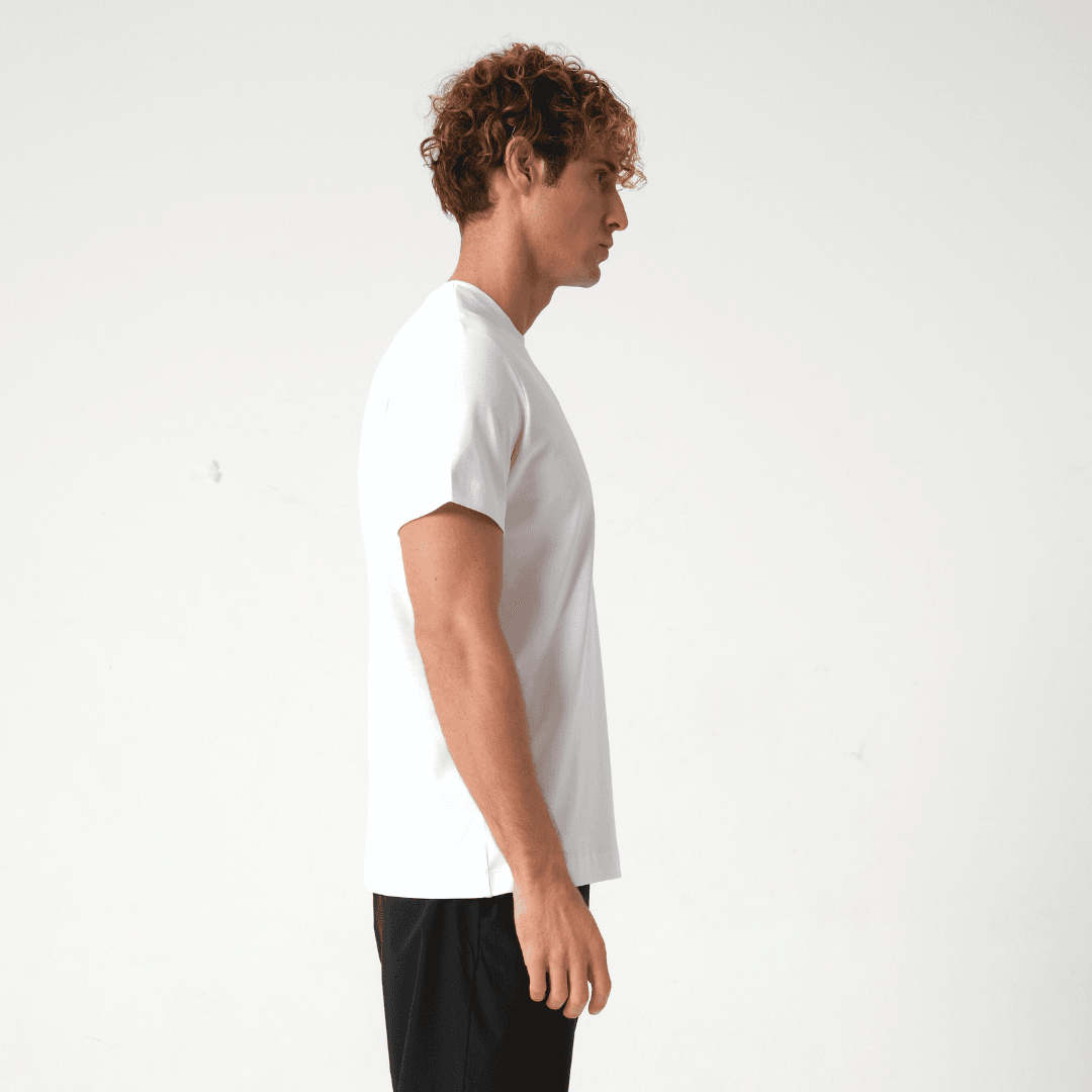 Erkek Loose Fit (Bol Kalıp) Beyaz Bisiklet Yaka T-Shirt