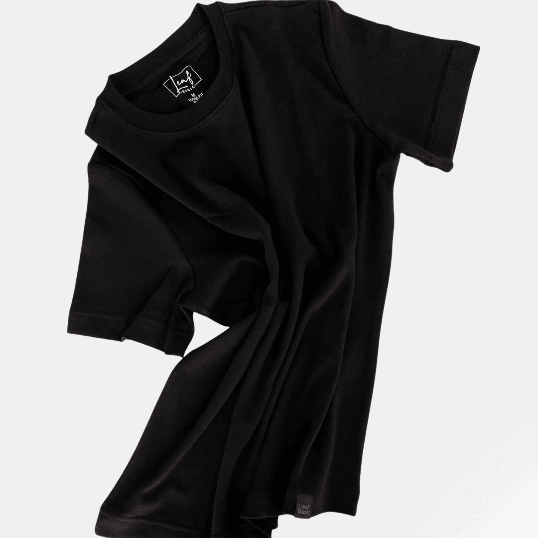 Erkek Loose Fit (Bol Kalıp) Siyah Bisiklet Yaka T-Shirt