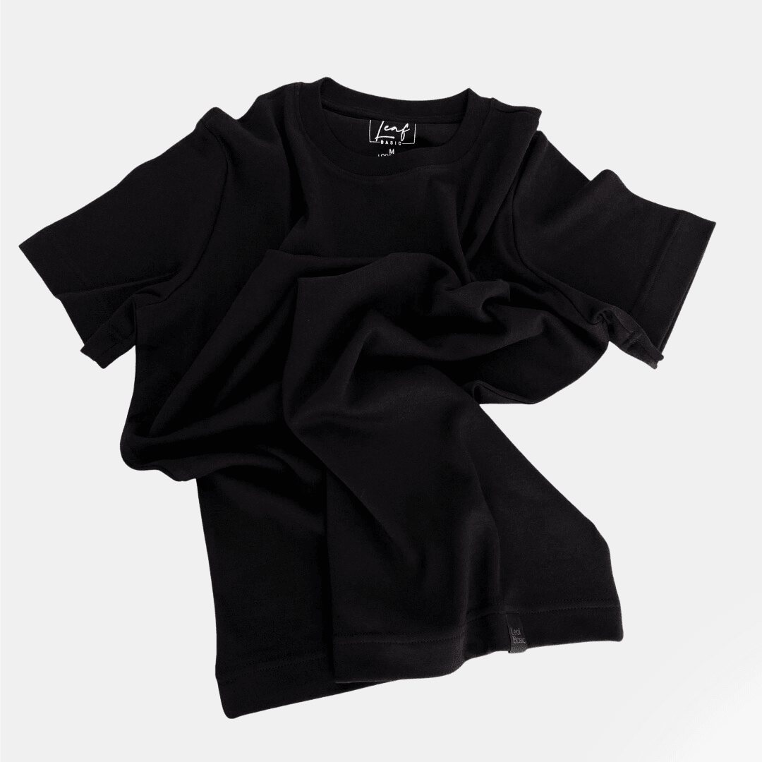 Erkek Loose Fit (Bol Kalıp) Siyah Bisiklet Yaka T-Shirt