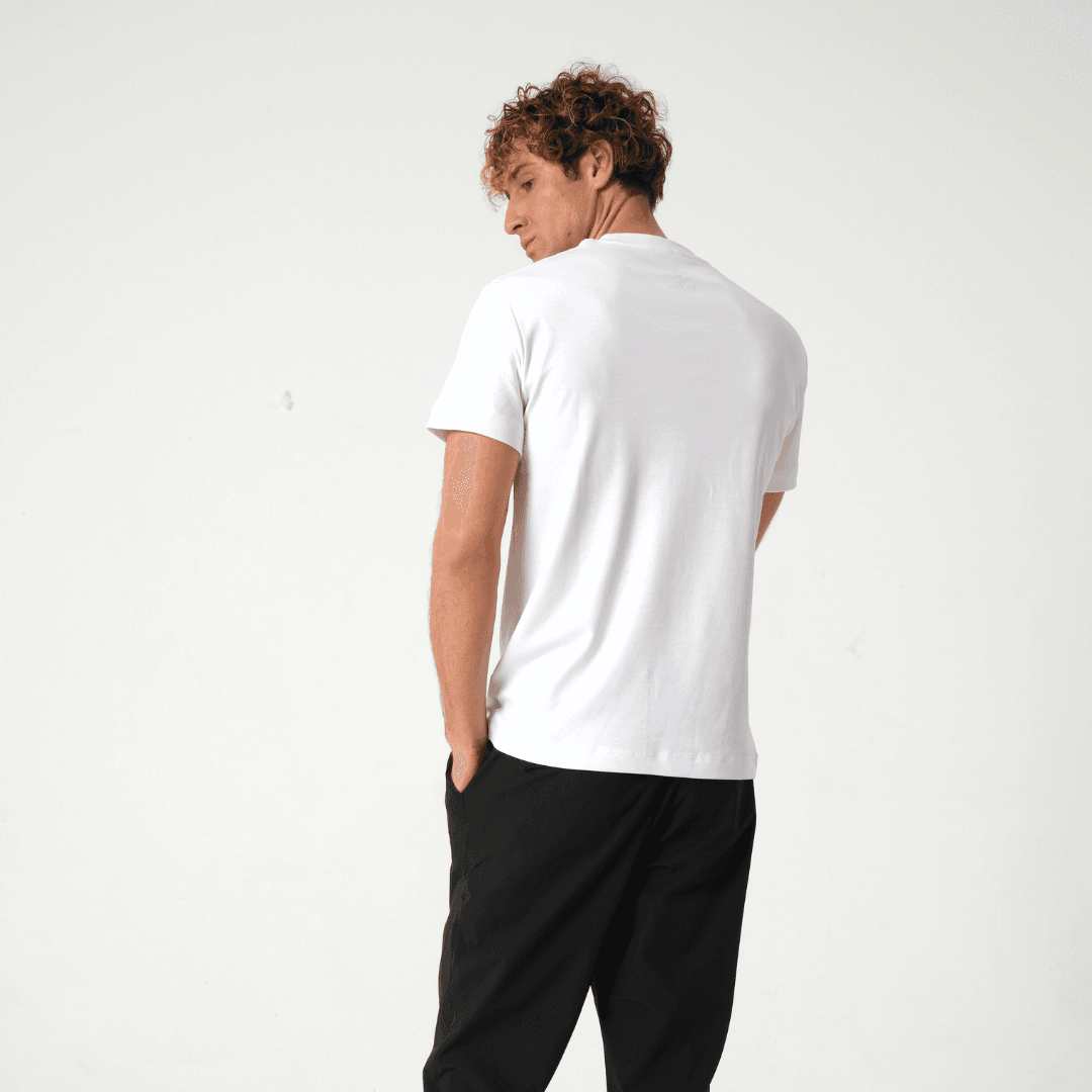 Erkek Loose Fit (Bol Kalıp) Beyaz Bisiklet Yaka T-Shirt