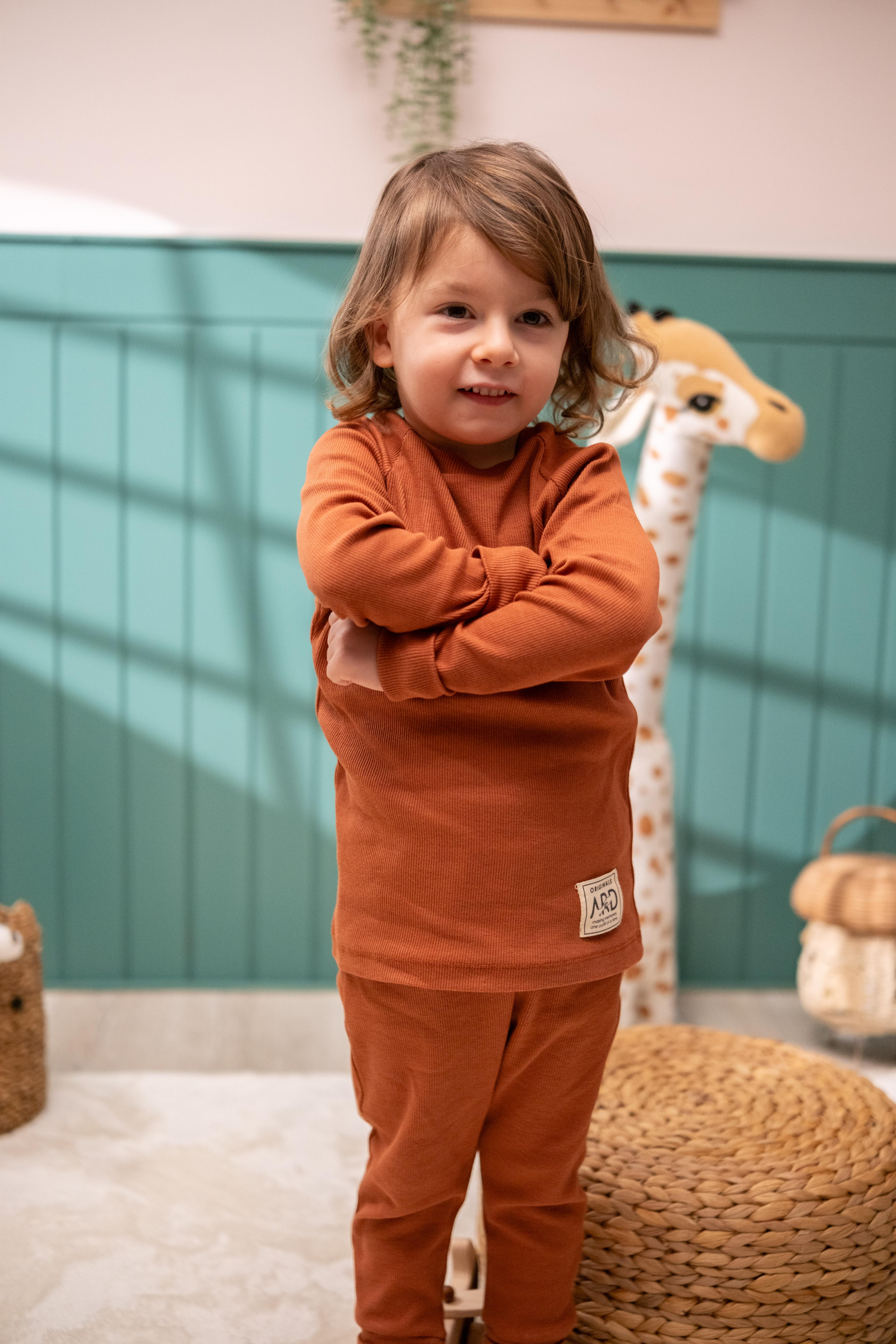 Premium Fitilli Bebek ve Çocuk Unisex Takım Set - kiremit