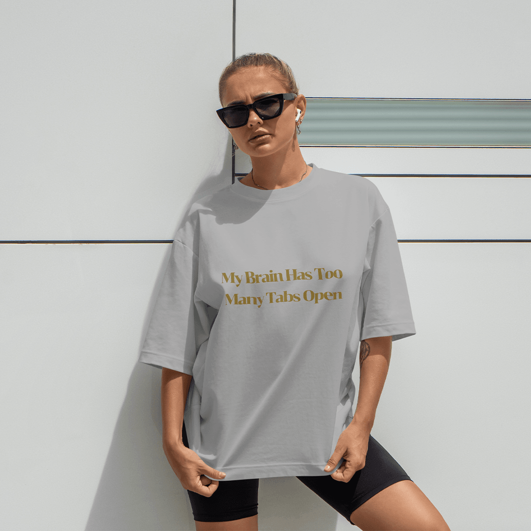 Tabs Oversized T-Shirt - Gri