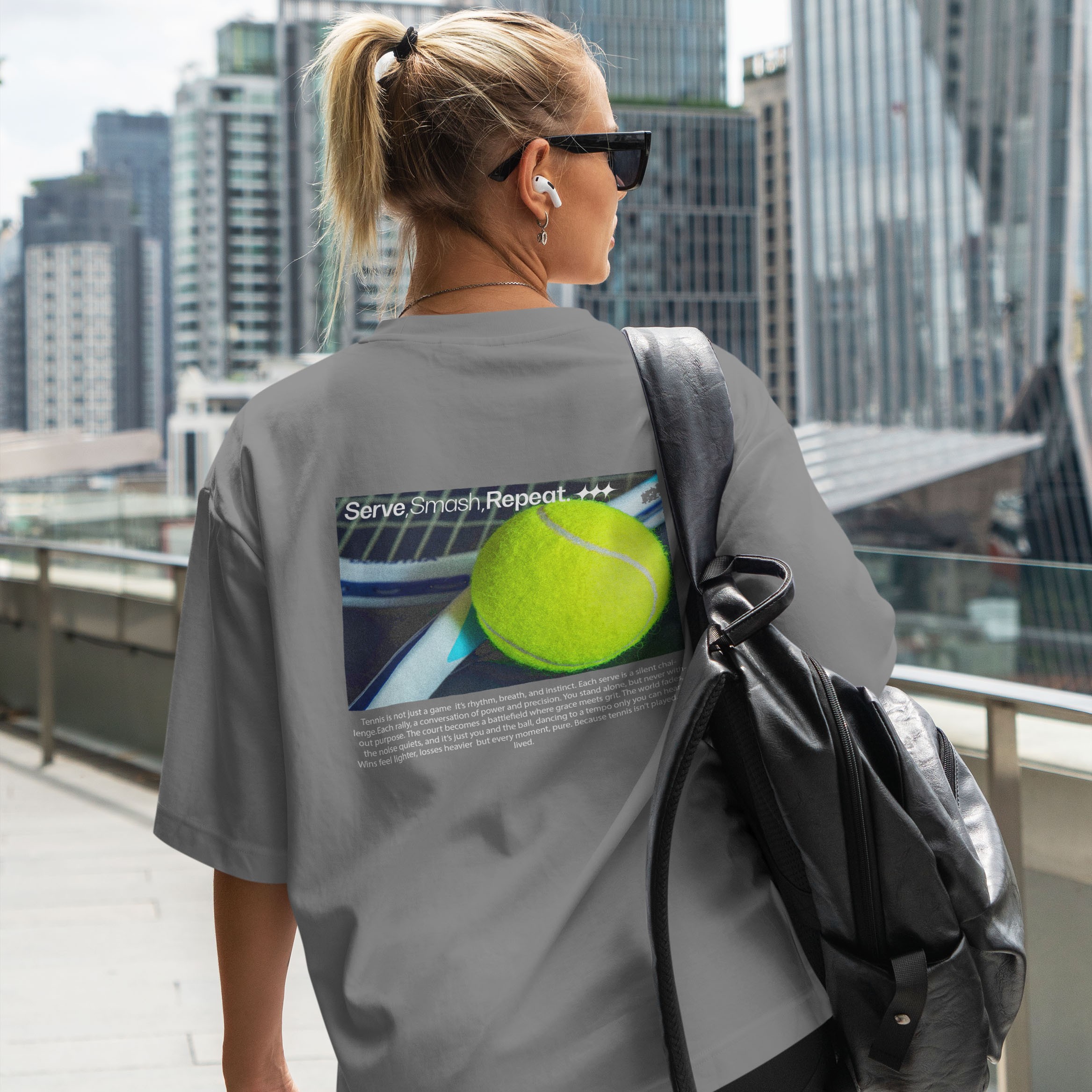 Moodyfit Tennis Club Sırt Baskılı Oversized T-Shirt