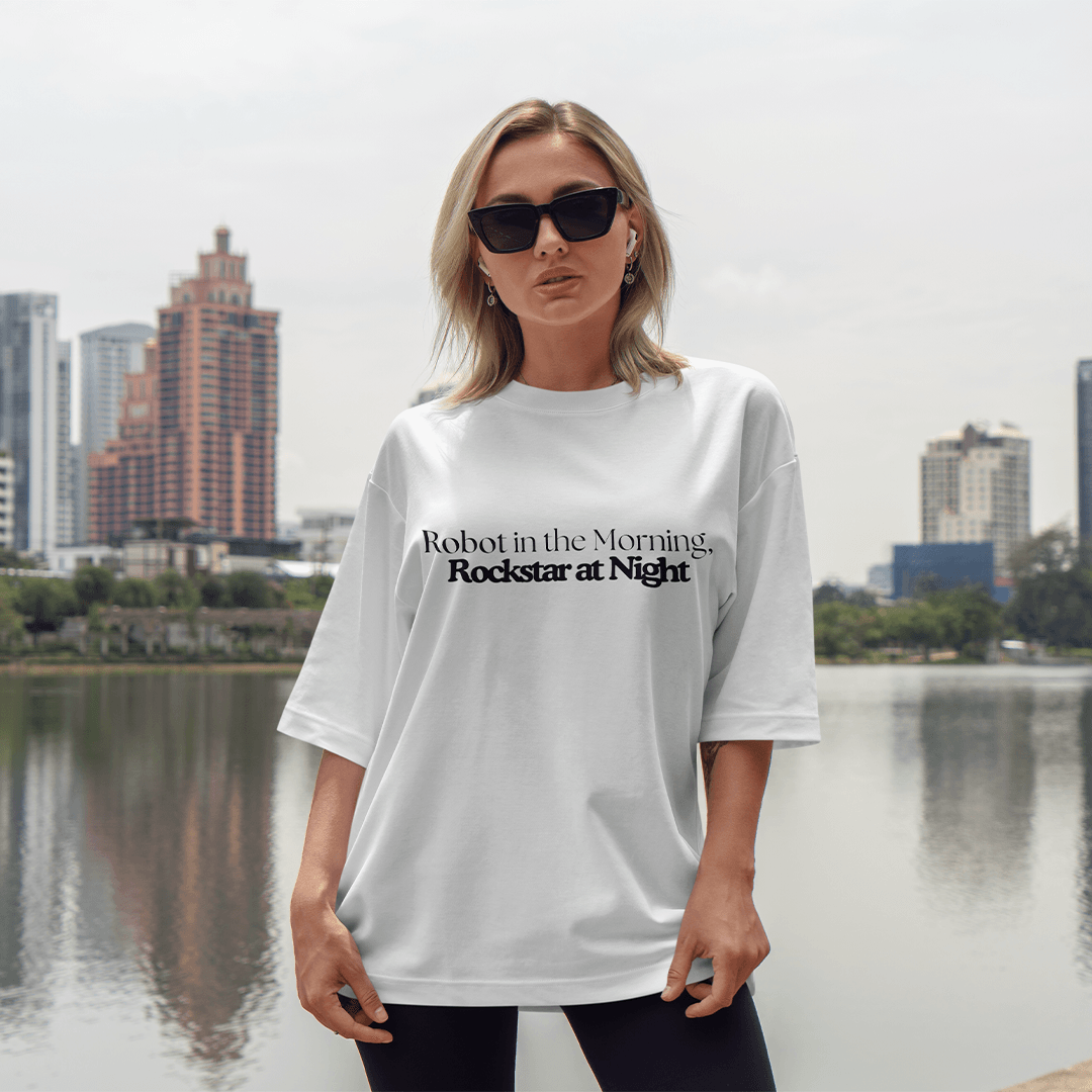 Rockstar Oversized T-Shirt - Beyaz