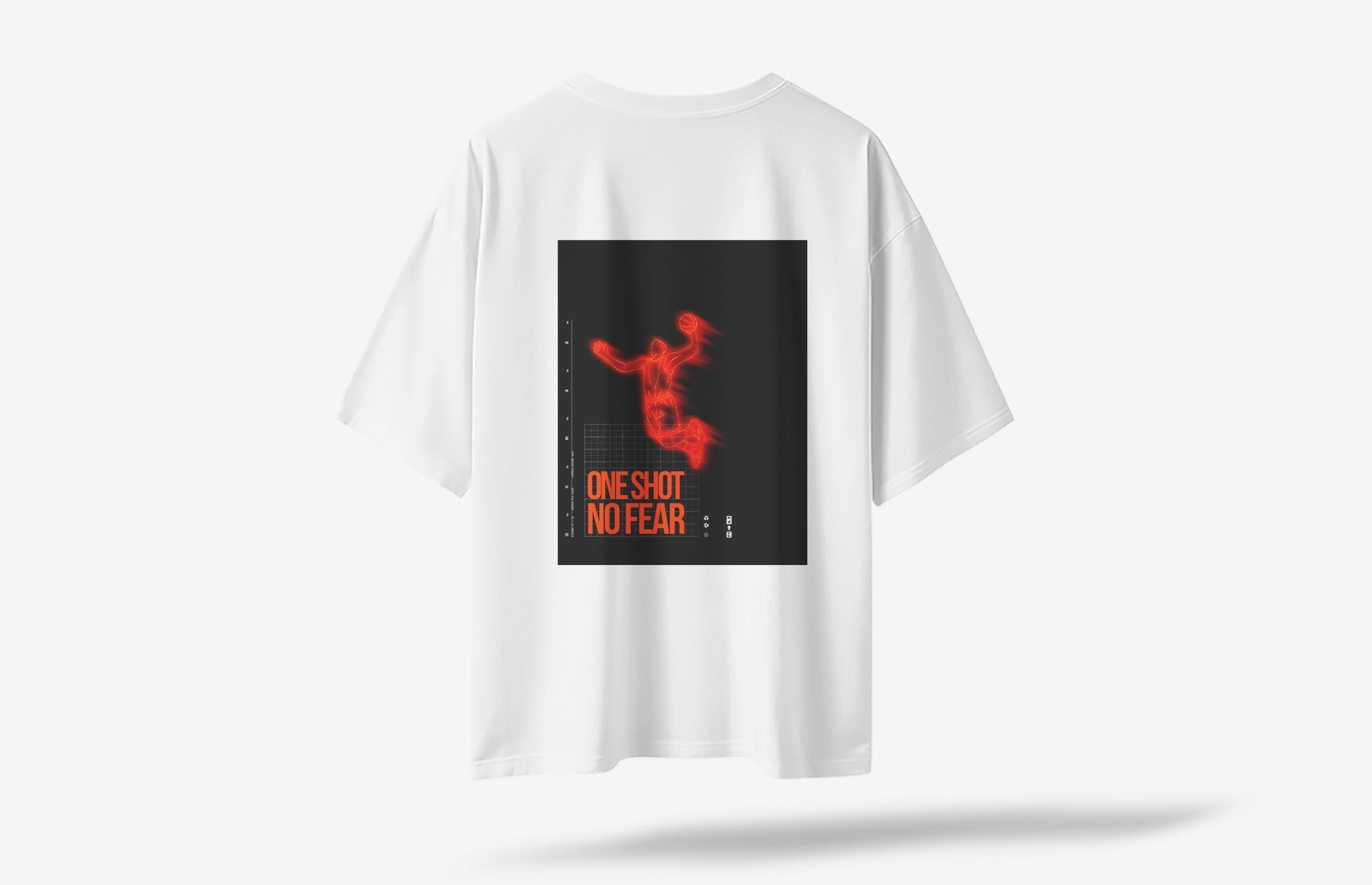 One Shot No Fear Sırt Baskılı Oversized T-Shirt - Beyaz