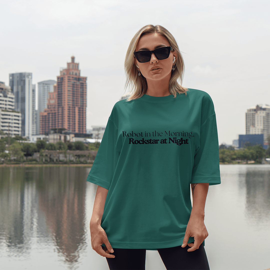 Rockstar Oversized T-Shirt - Koyu Yeşil