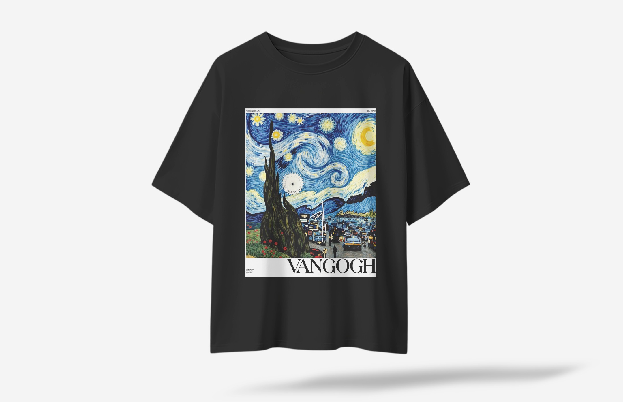 Van Gogh Oversized T-Shirt - Siyah
