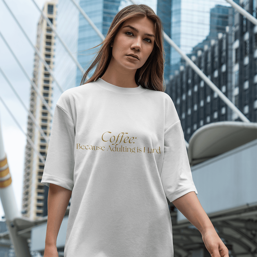 Coffee Oversized T-Shirt - Beyaz