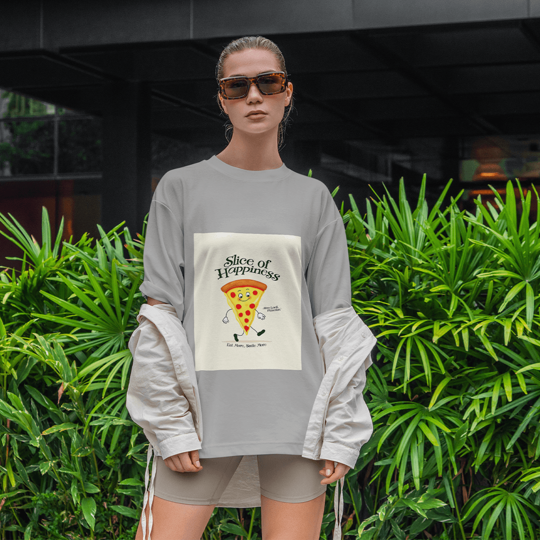 Supizza Oversized T-Shirt - Gri