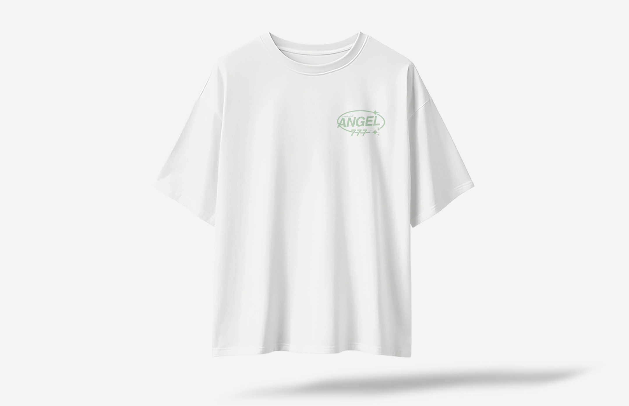 Angel Minimal Ön Baskılı Oversized T-Shirt - Beyaz