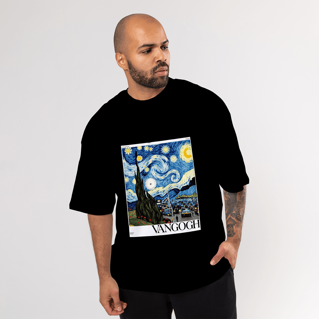 Van Gogh Oversized T-Shirt - Siyah