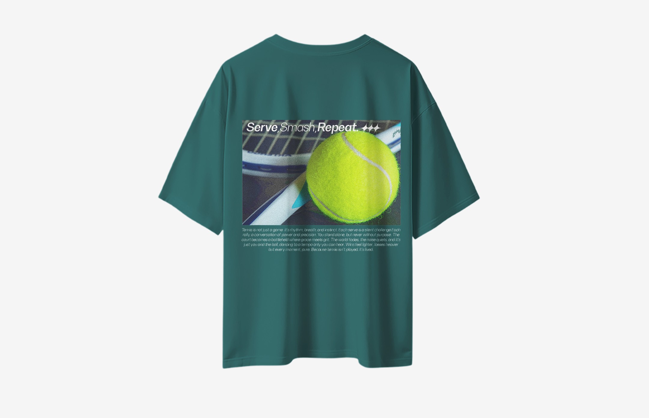 Moodyfit Tennis Club Sırt Baskılı Oversized T-Shirt - Koyu Yeşil