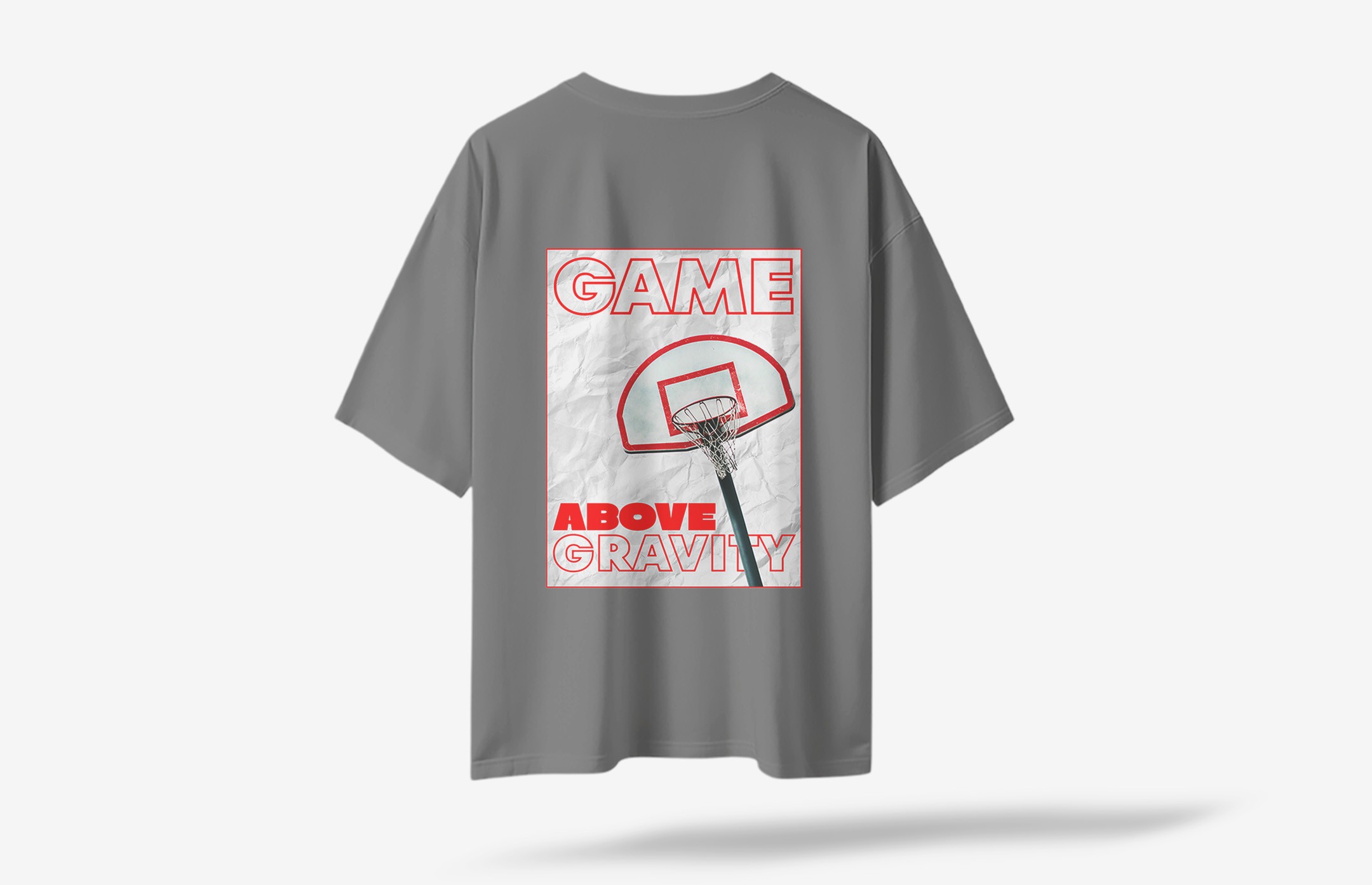 Game About Sırt Baskılı Oversized T-Shirt - Gri
