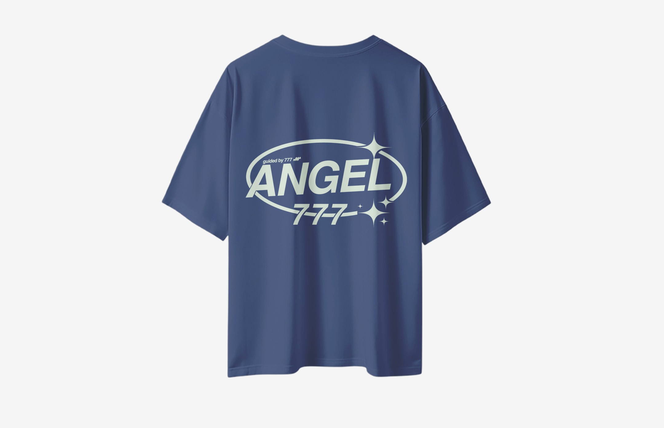 Angel Minimal Sırt Baskılı Oversized T-Shirt - Lacivert