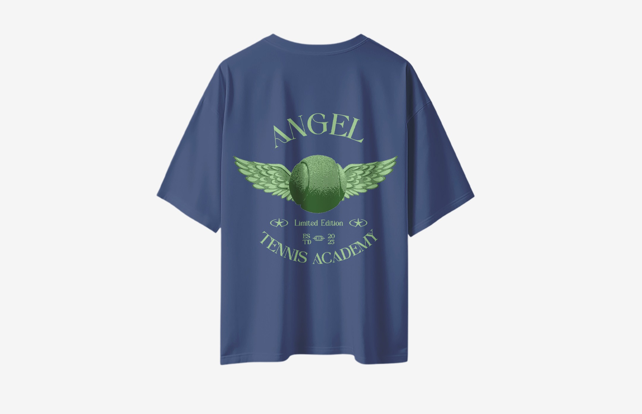 Angel Tennis Academy Sırt Baskılı Oversized T-Shirt - Lacivert