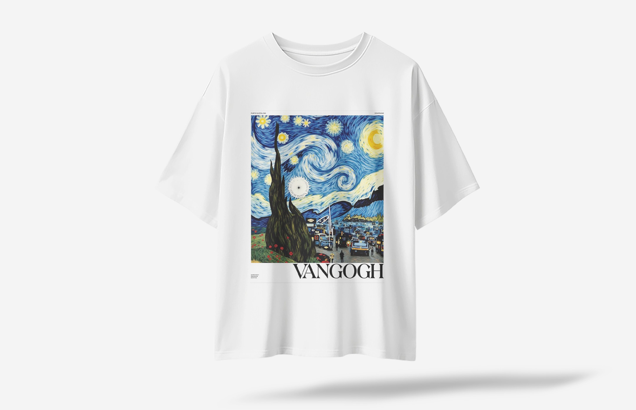 Van Gogh Oversized T-Shirt - Beyaz
