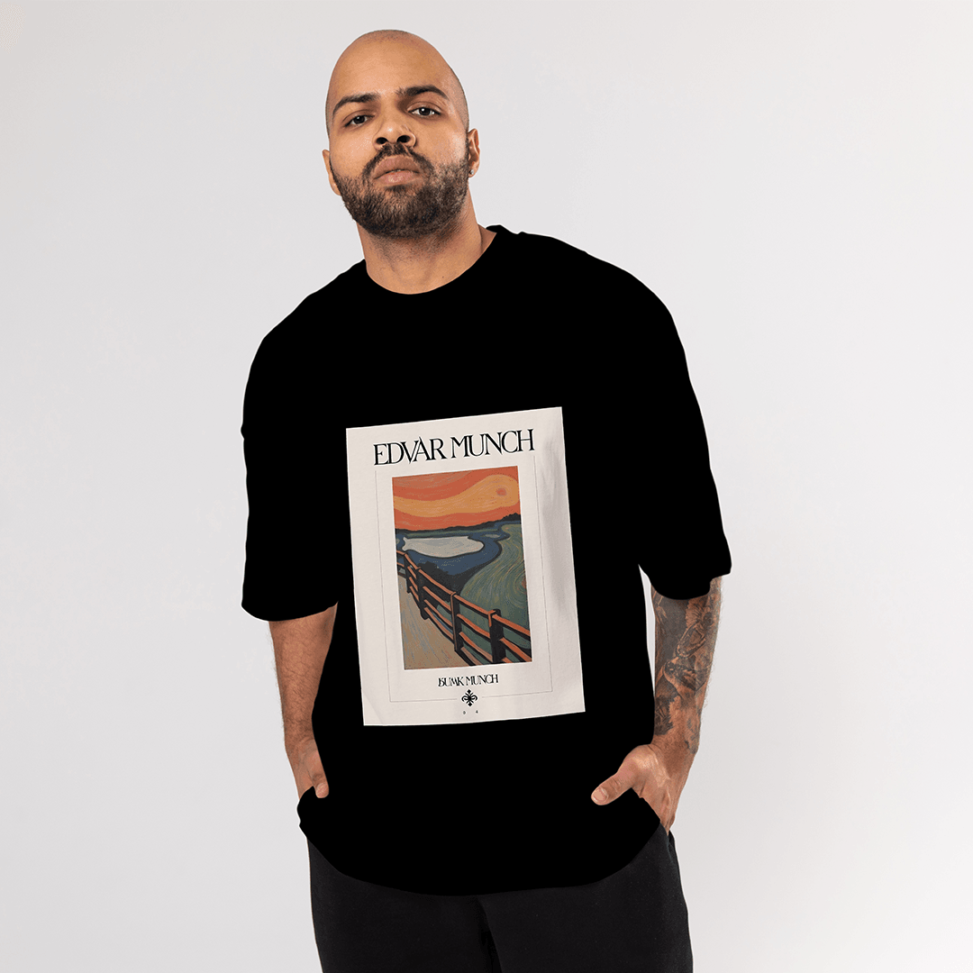 Edvard Munch Oversized T-Shirt - Siyah