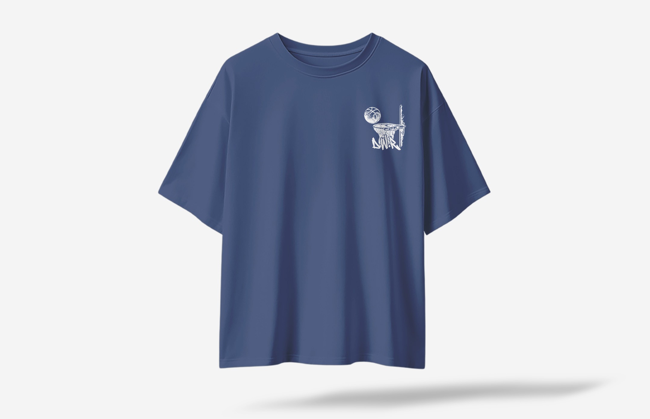 Defense Wins Respect Minimal Ön Baskılı Oversized T-Shirt - Lacivert