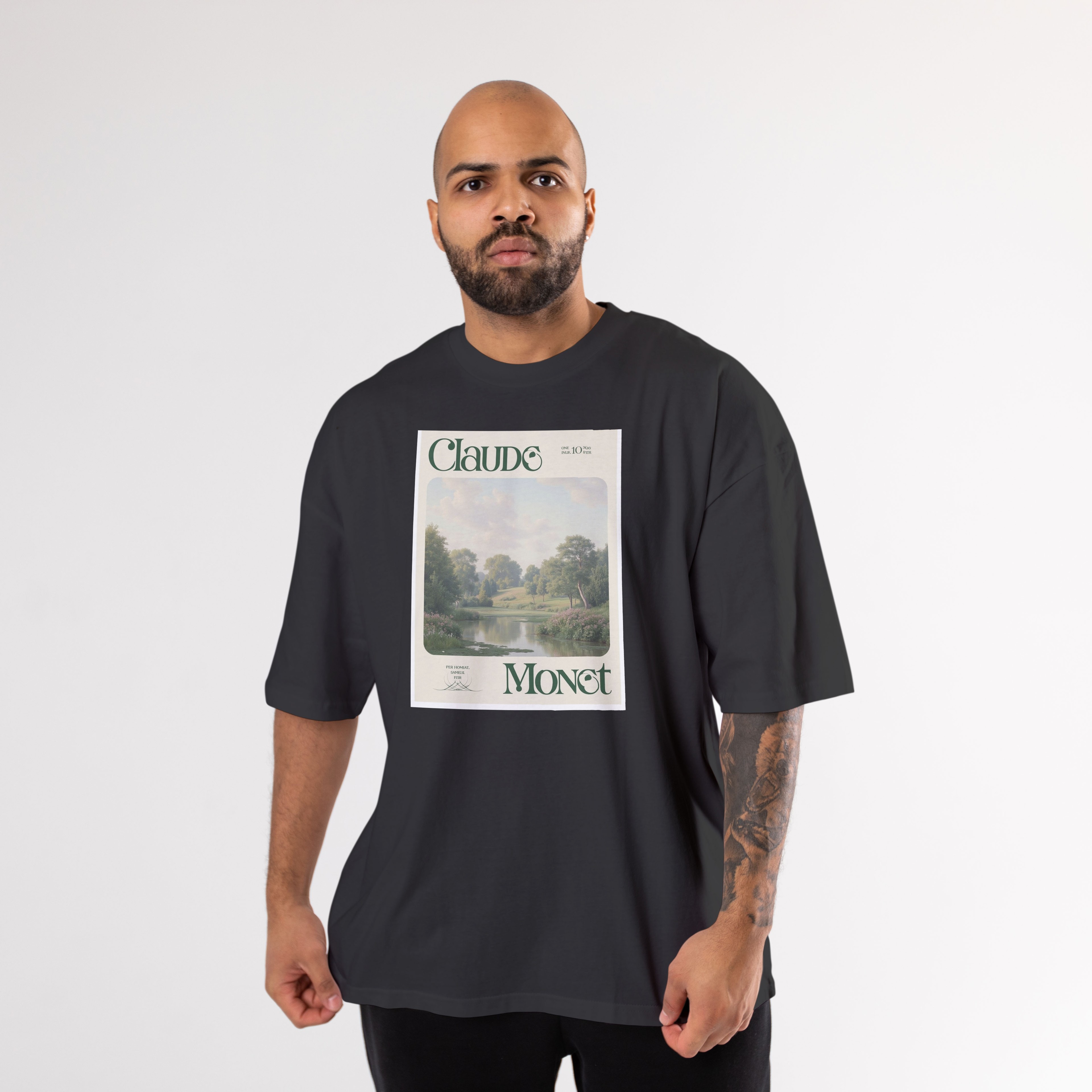 Calude Monet Oversized T-Shirt - Siyah