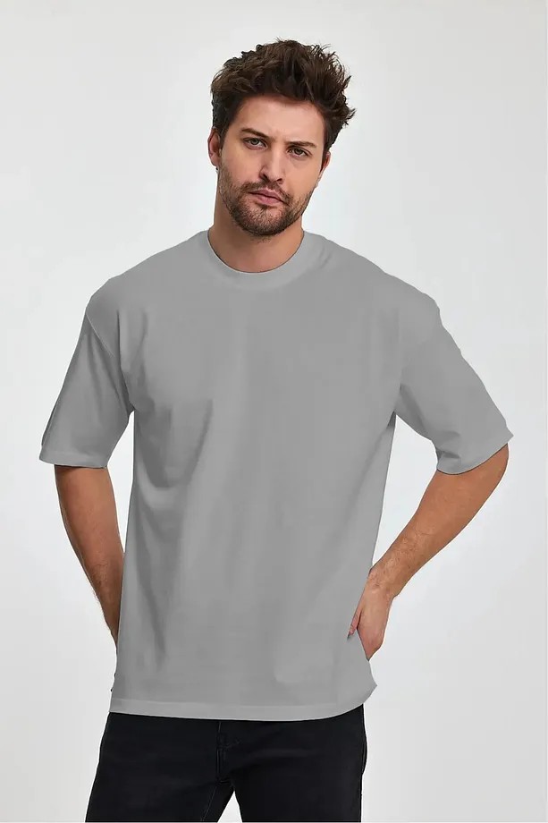 Basic Oversized T-Shirt - Gri