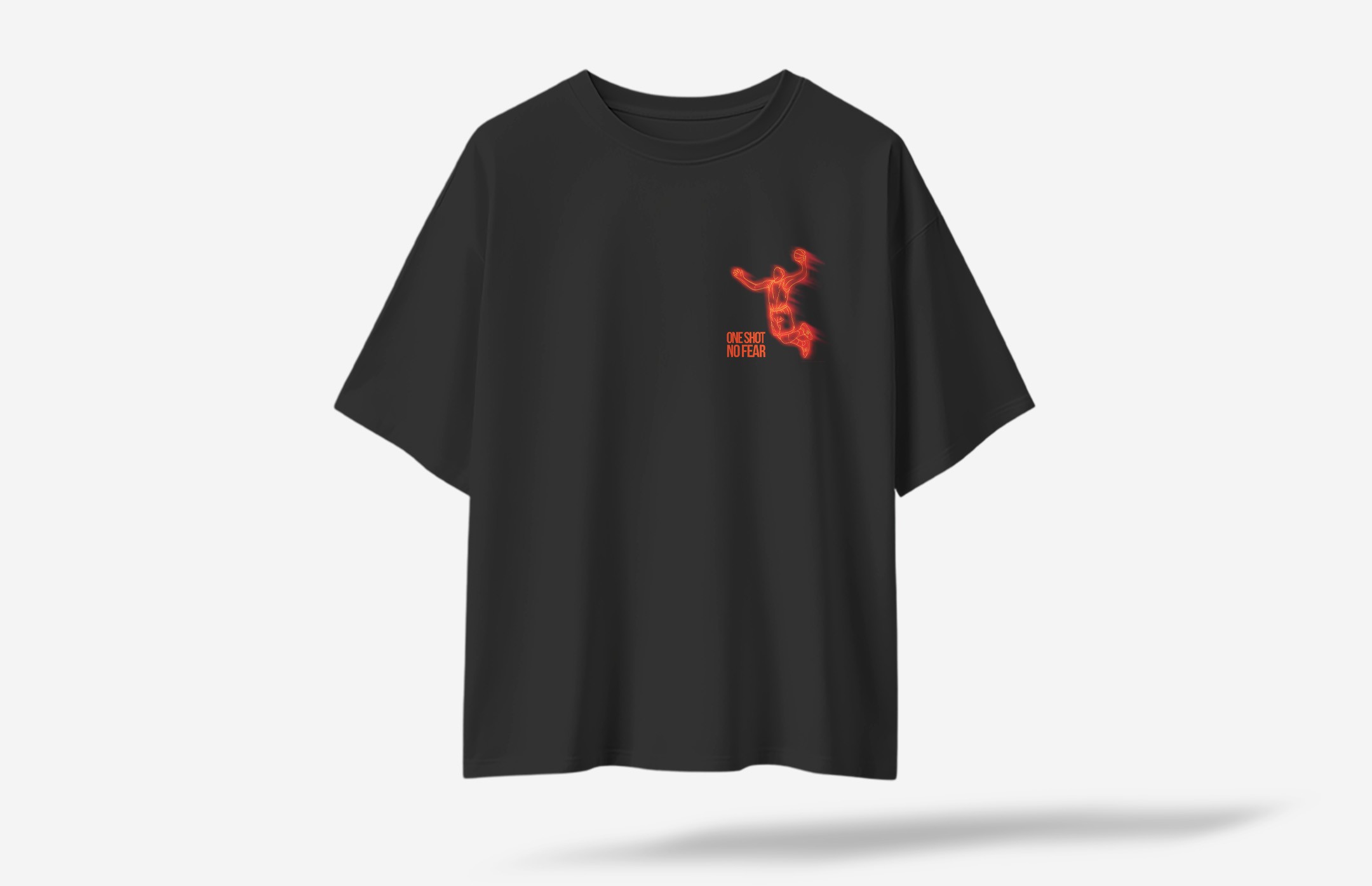One Shot No Fear Minimal Ön Baskılı Oversized T-Shirt - Siyah