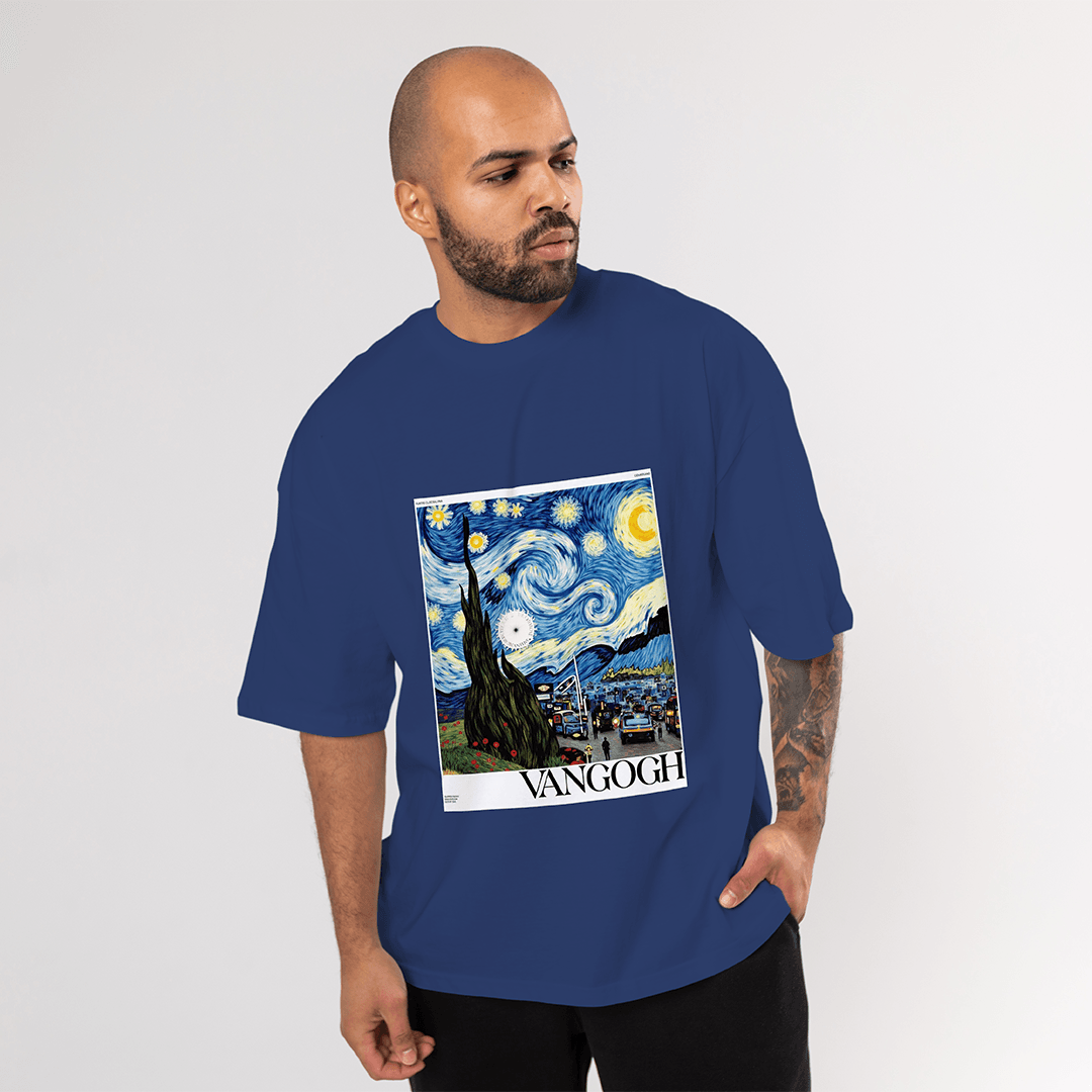 Van Gogh Oversized T-Shirt - Lacivert