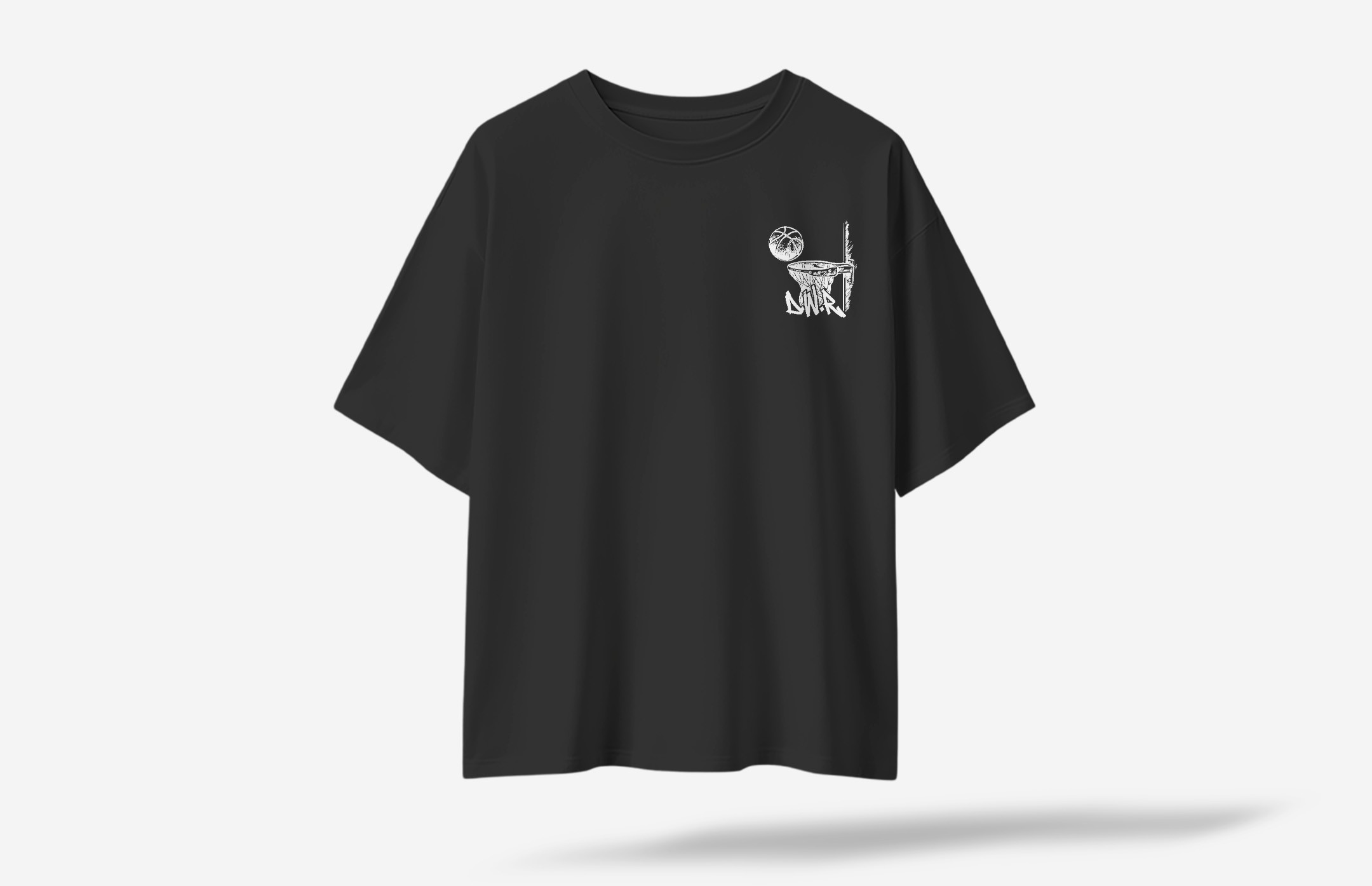 Defense Wins Respect Minimal Ön Baskılı Oversized T-Shirt - Siyah