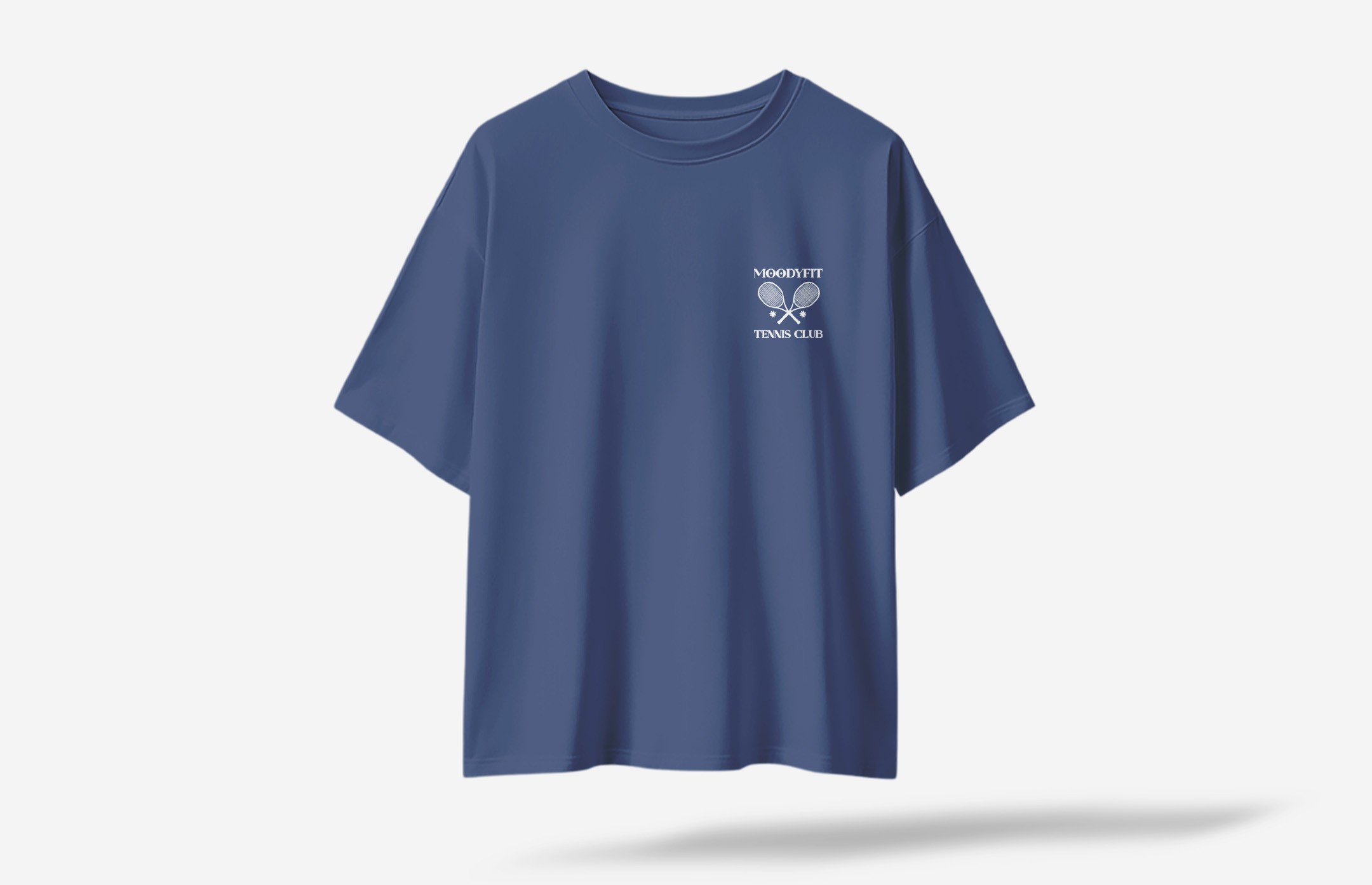 Moodyfit Tennis Club Minimal Ön Baskılı Oversized T-Shirt - Lacivert