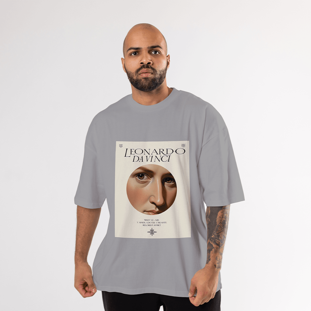 Da Vinci Oversized T-Shirt - Gri