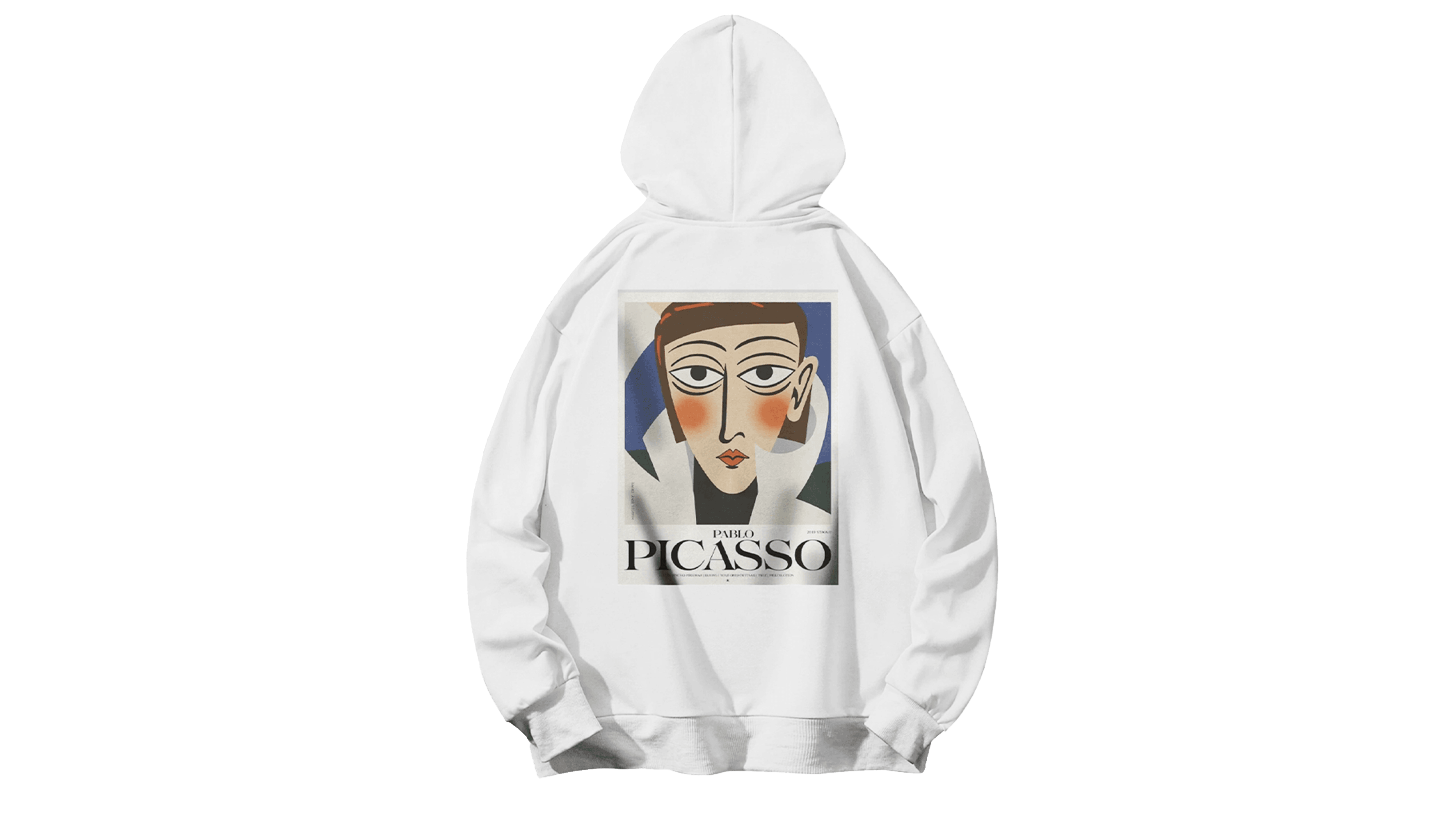 Picasso Kapüşonlu Hoodie - Beyaz