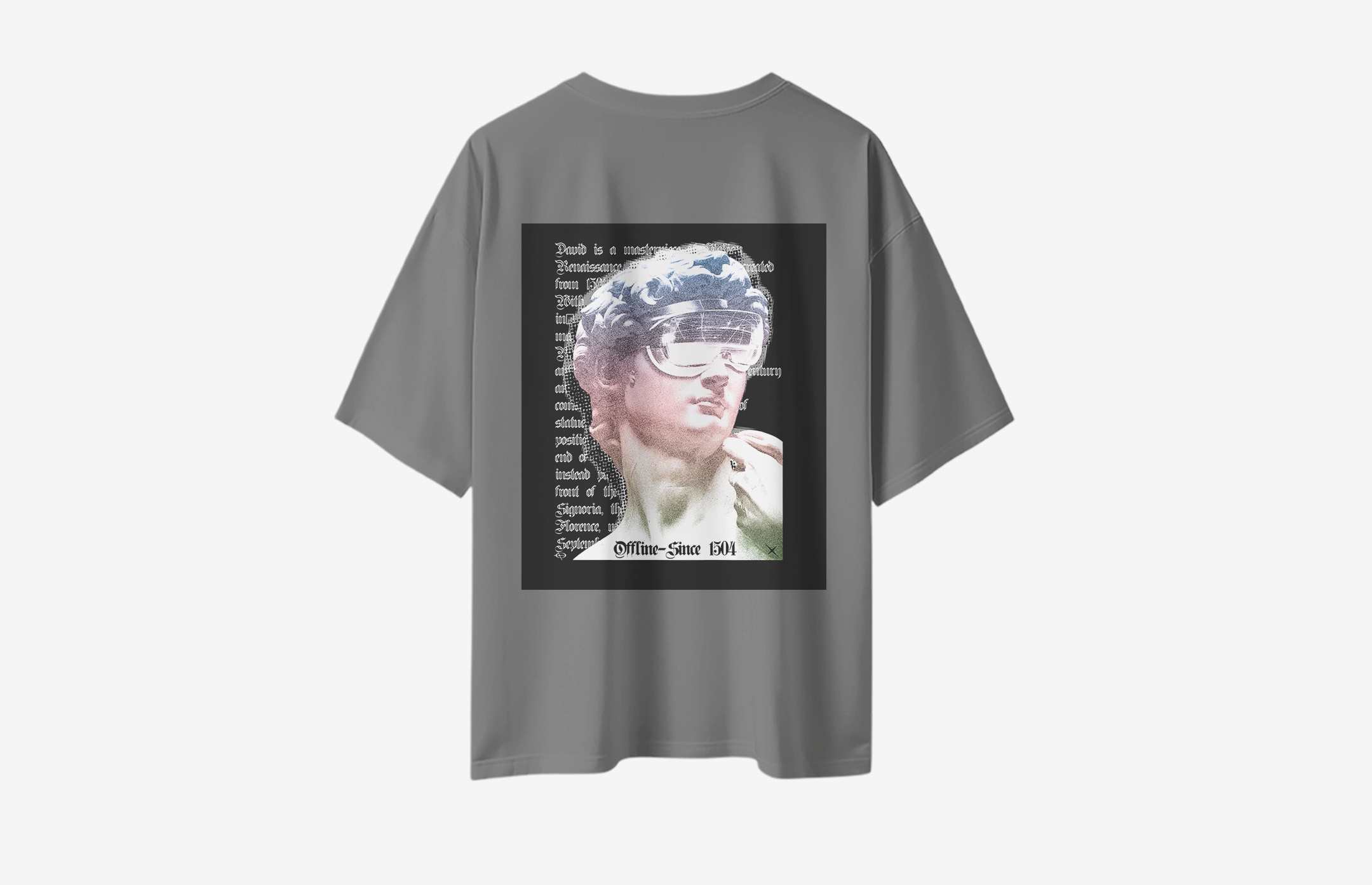 David VR Sırt Baskılı Oversized T-Shirt - Gri