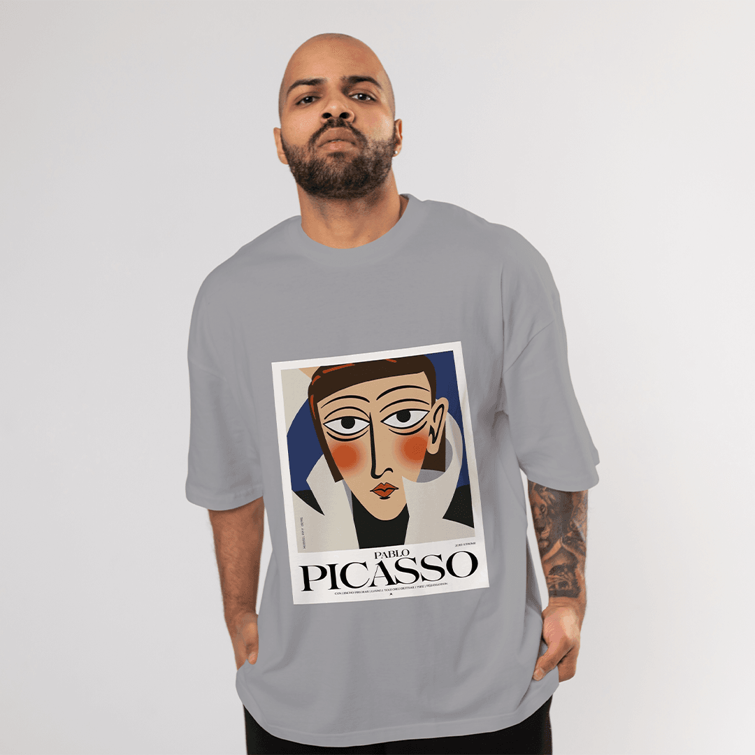 Picasso Oversized T-Shirt - Gri