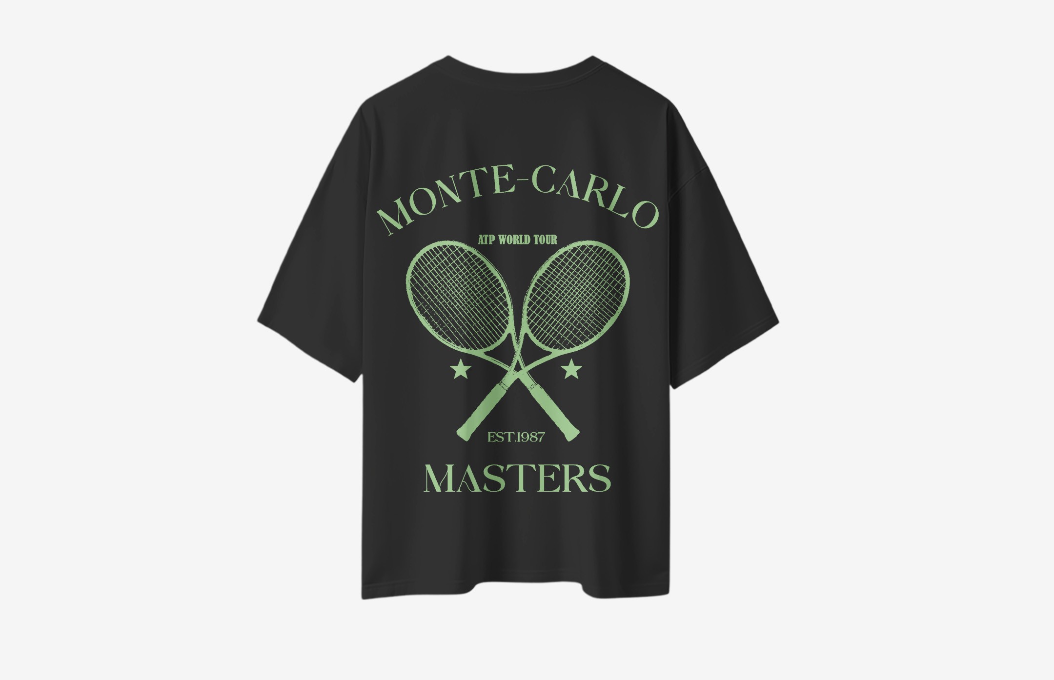 Monte Carlo Masters Sırt Baskılı Oversized T-Shirt - Siyah