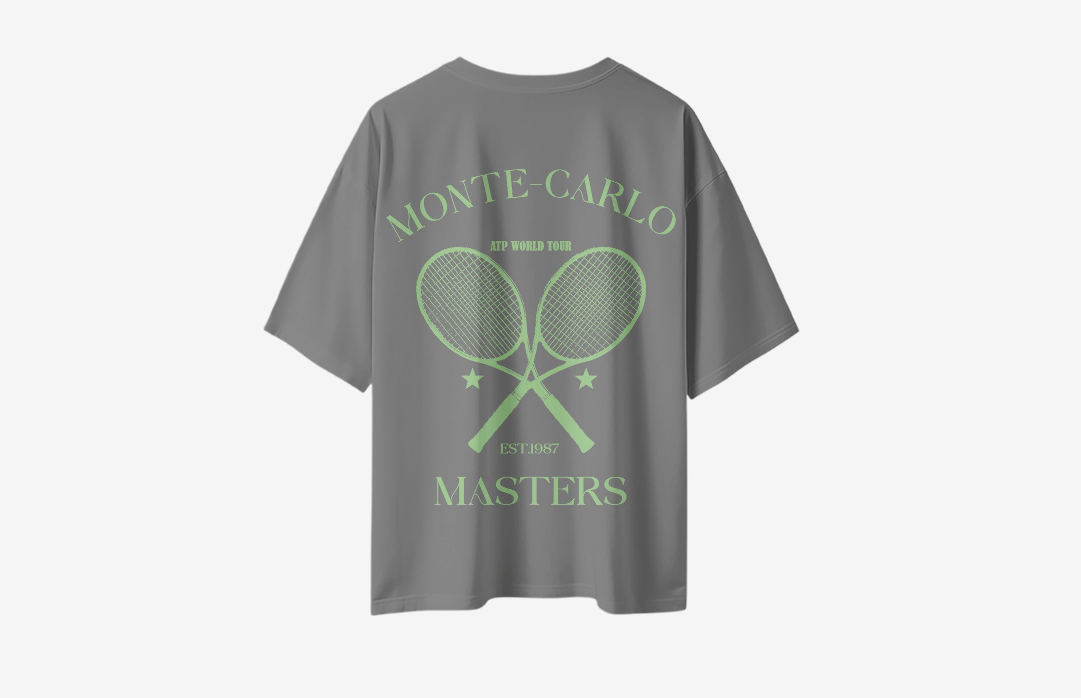 Monte Carlo Masters Sırt Baskılı Oversized T-Shirt - Gri