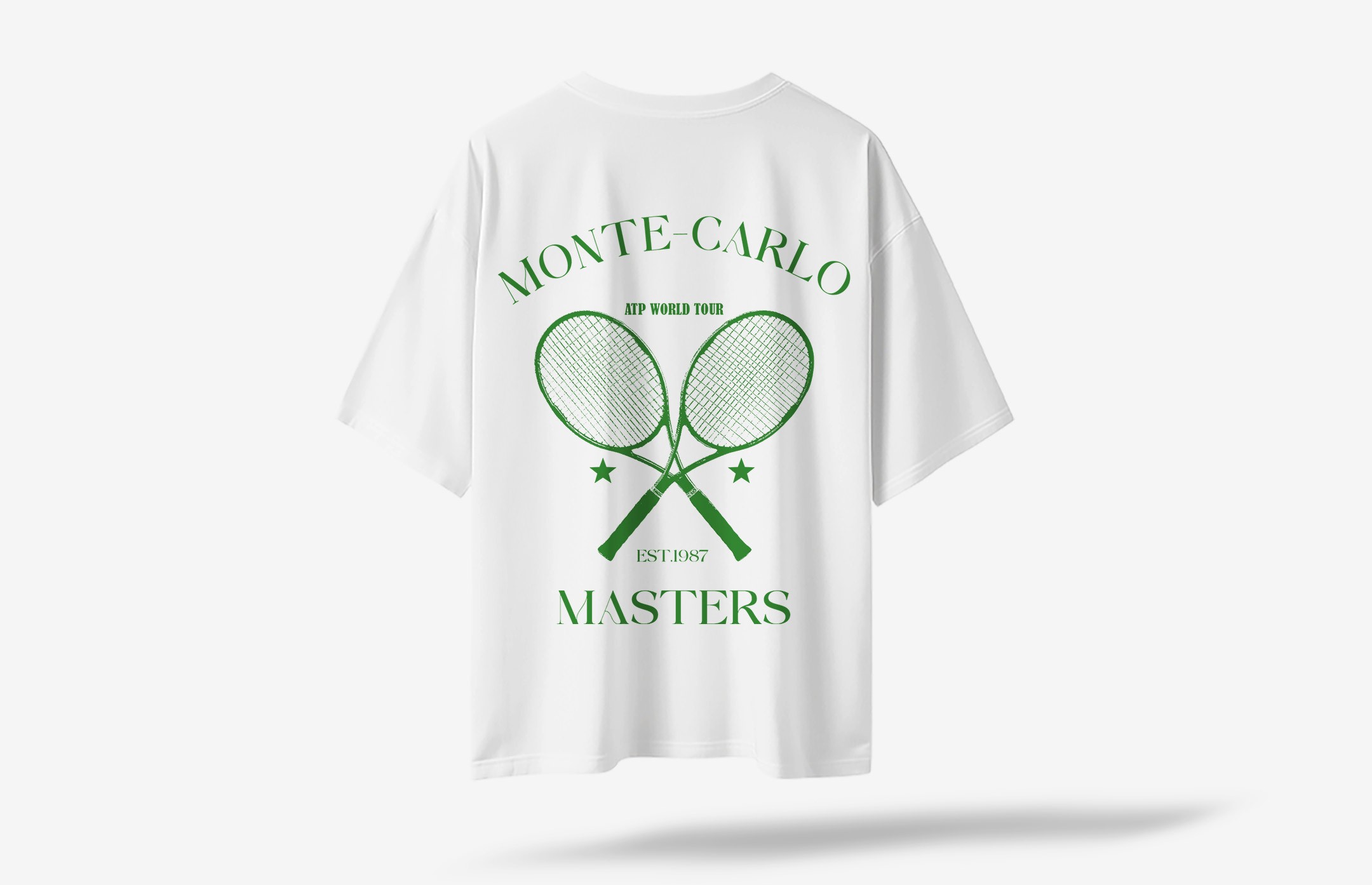 Monte Carlo Masters Sırt Baskılı Oversized T-Shirt - Beyaz