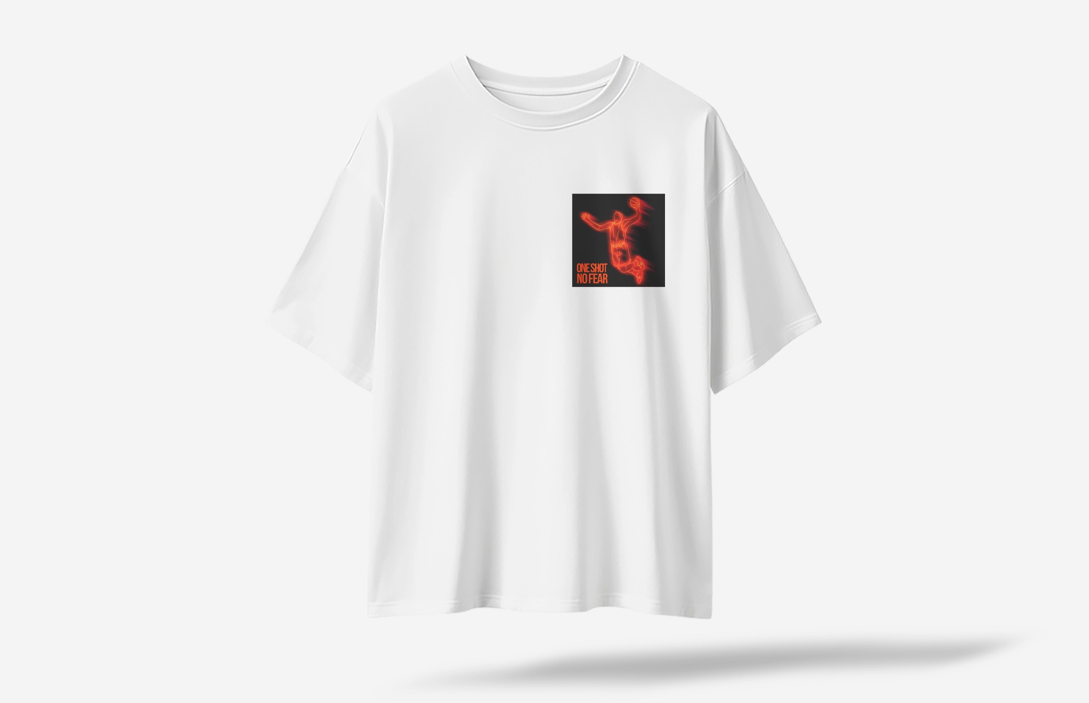 One Shot No Fear Minimal Ön Baskılı Oversized T-Shirt - Beyaz