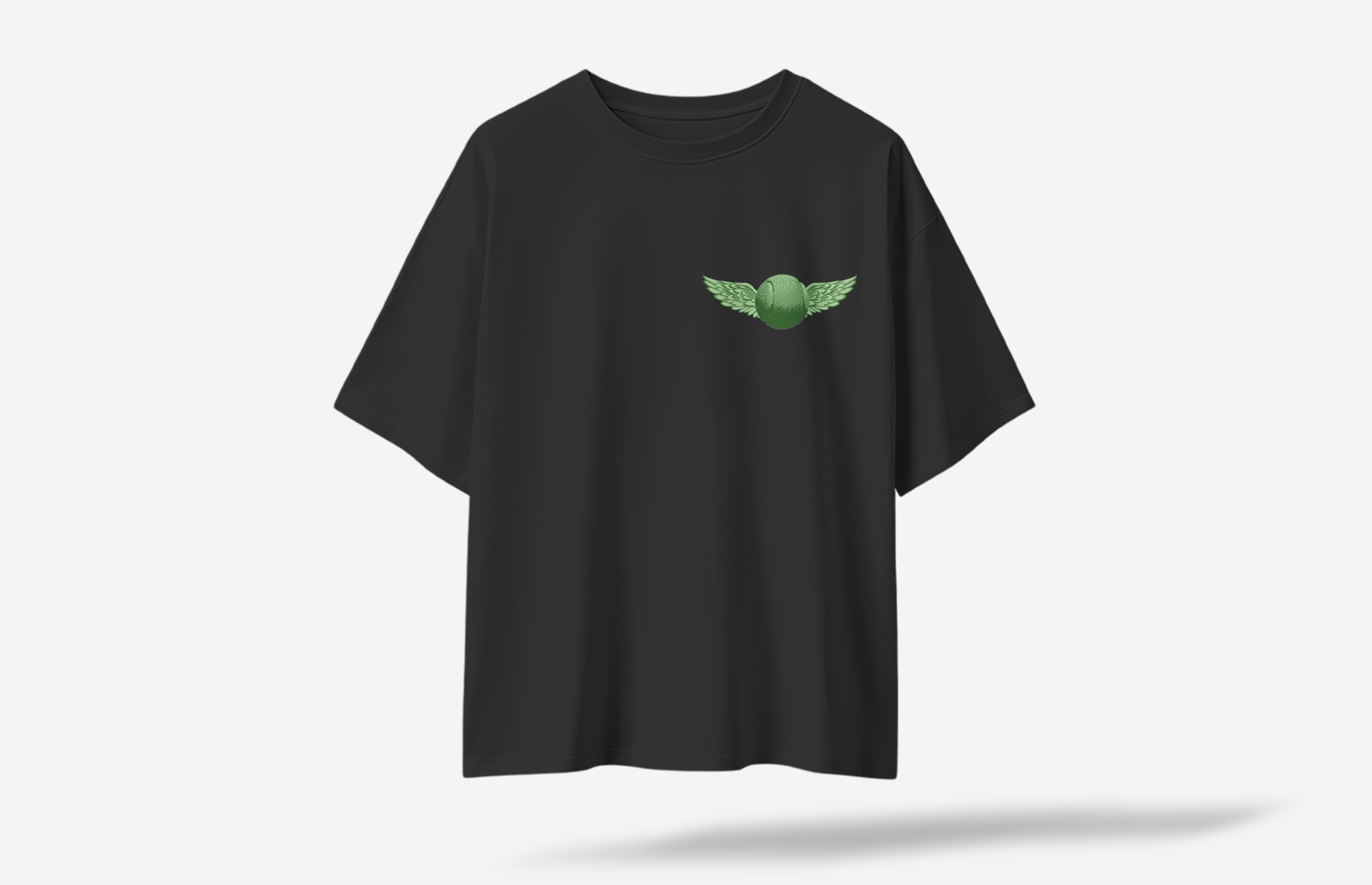 Angel Tennis Academy Minimal Ön Baskılı Oversized T-Shirt - Siyah