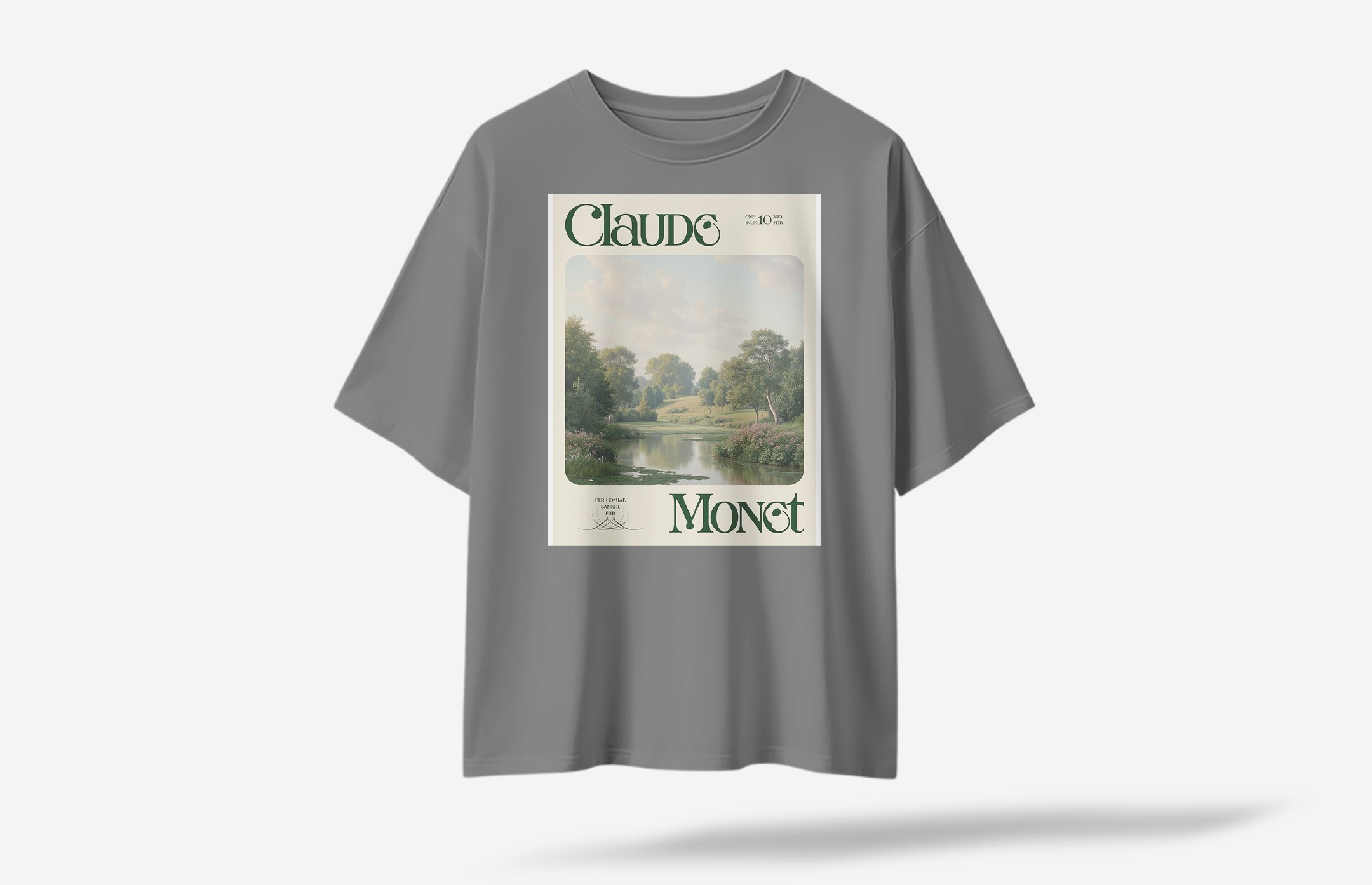 Calude Monet Oversized T-Shirt - Gri