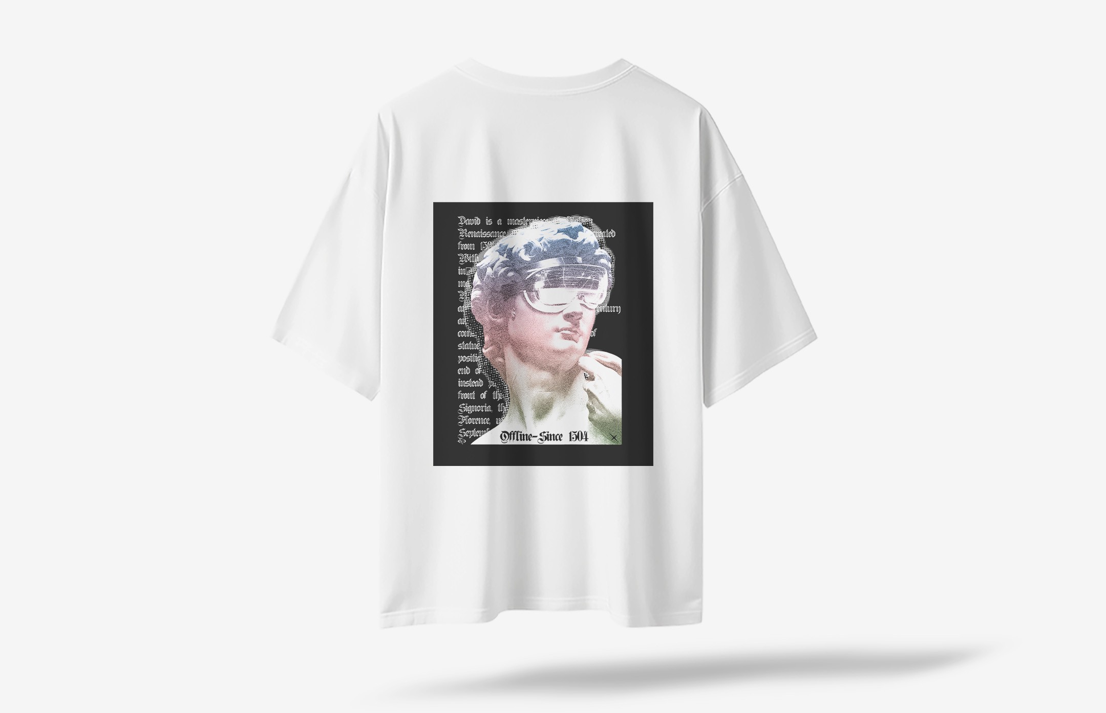 David VR Sırt Baskılı Oversized T-Shirt - Beyaz