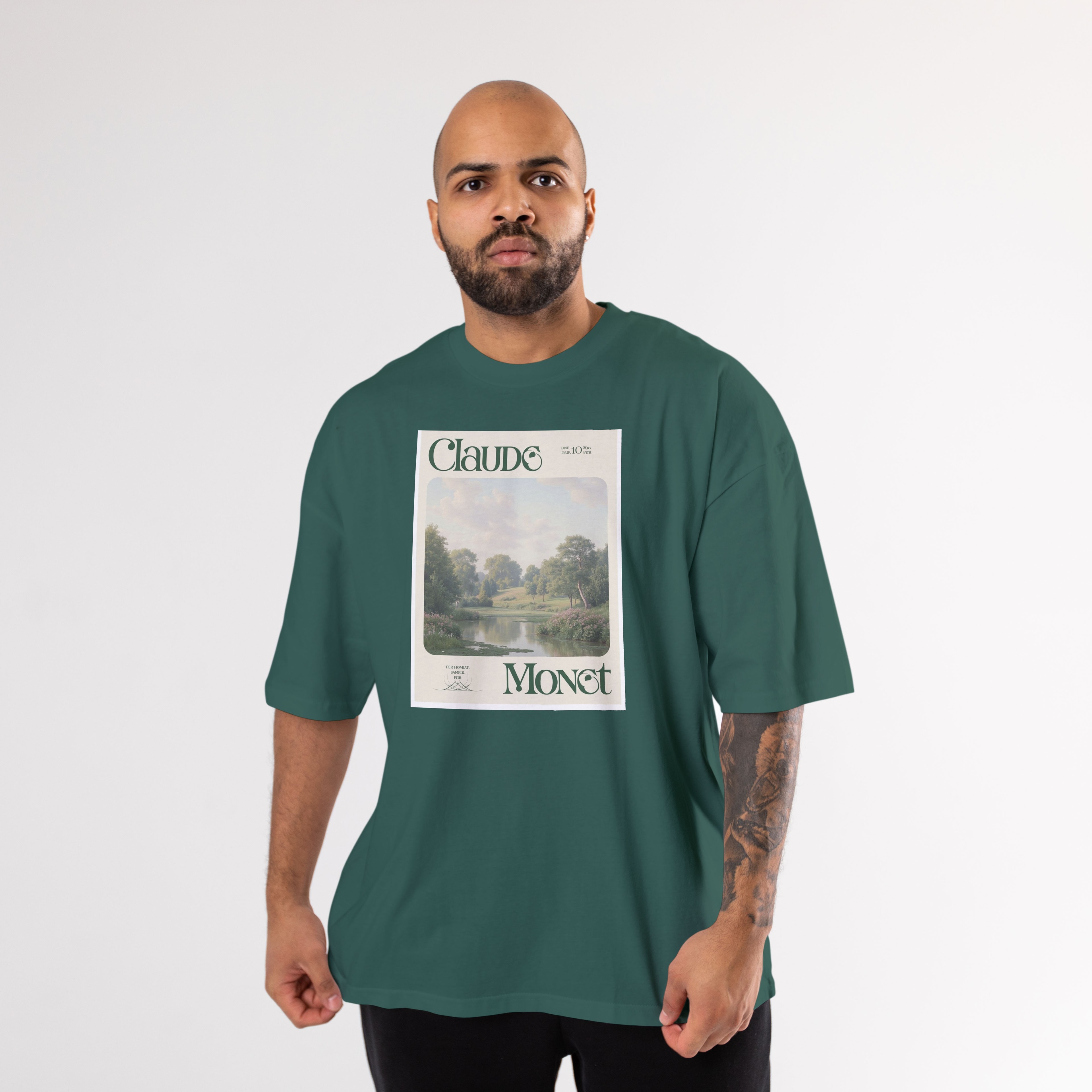 Calude Monet Oversized T-Shirt - Koyu Yeşil